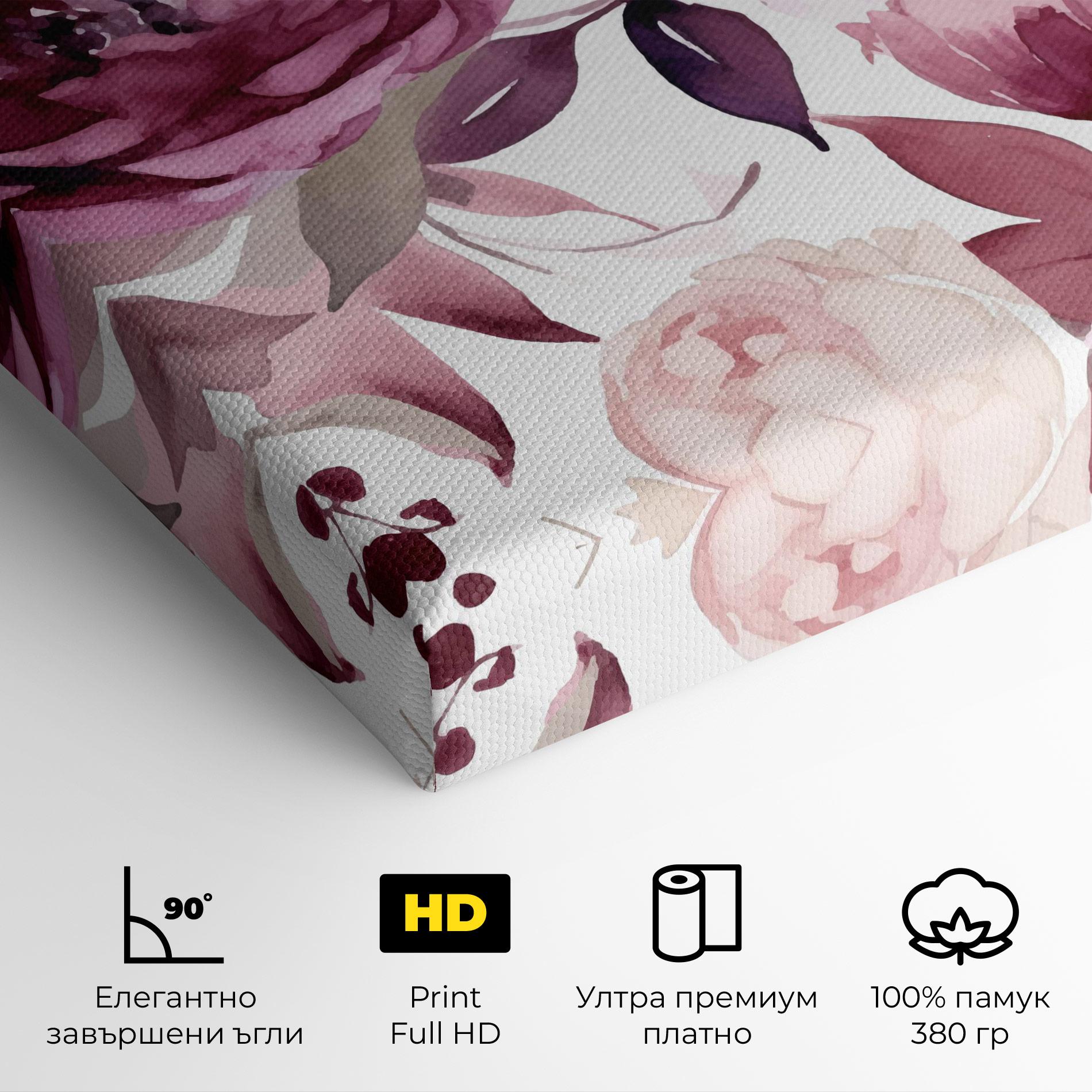 Картина на платно Peony Pink Purple mockup 4