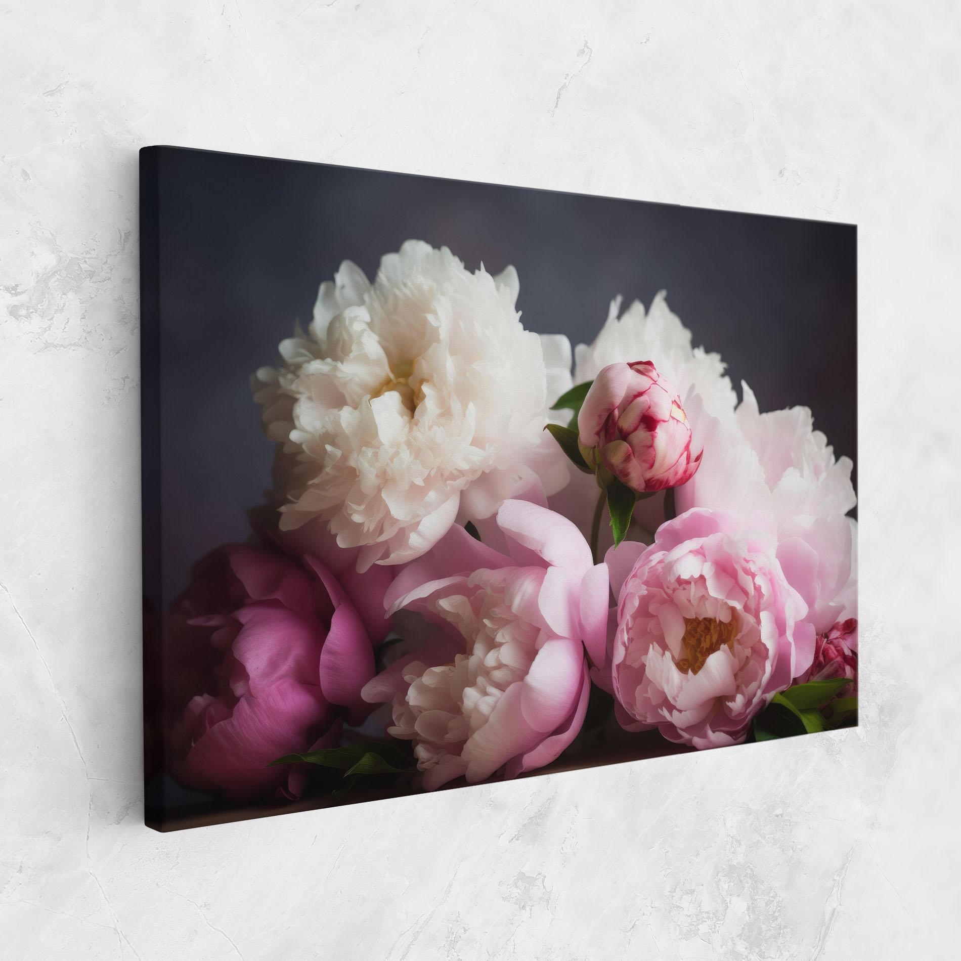 Картина на платно Peonies With Grey mockup 1