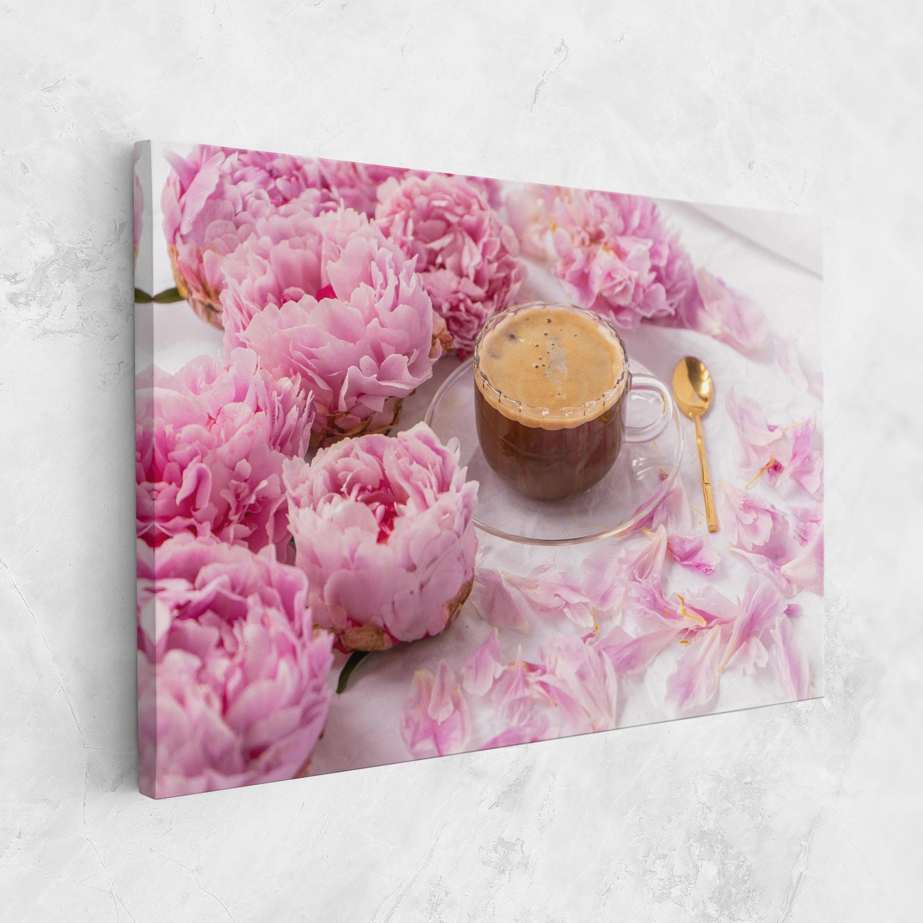 Картина на платно Peony And Coffee mockup 1