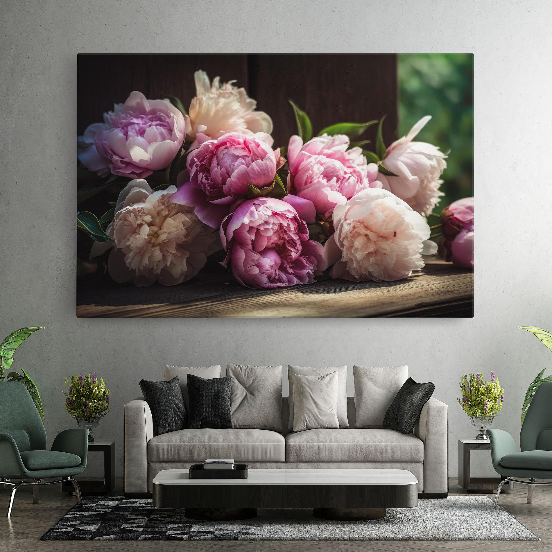 Картина на платно Peonies On The Table mockup 7