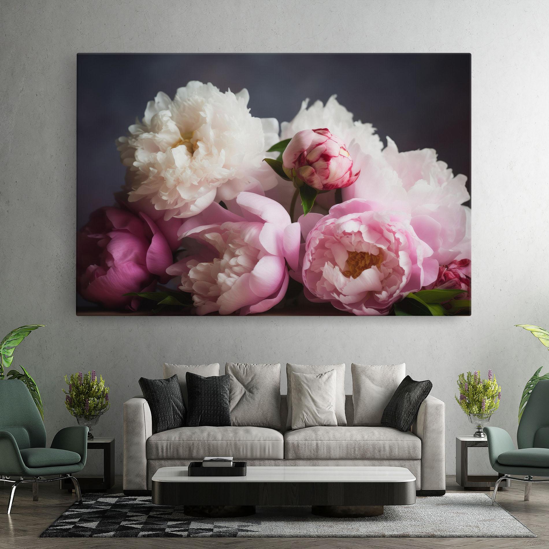 Картина на платно Peonies With Grey mockup 7