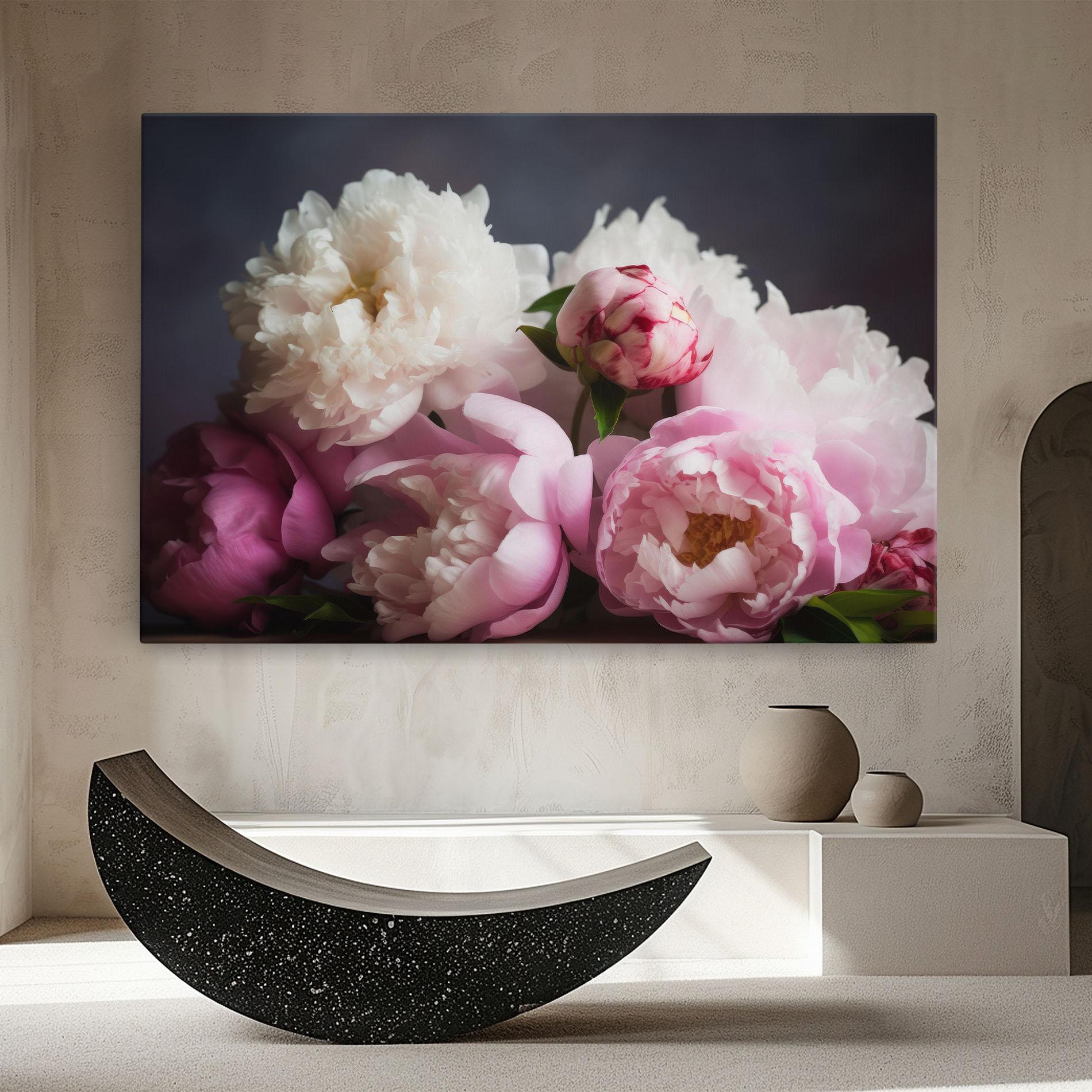 Картина на платно Peonies With Grey mockup 8