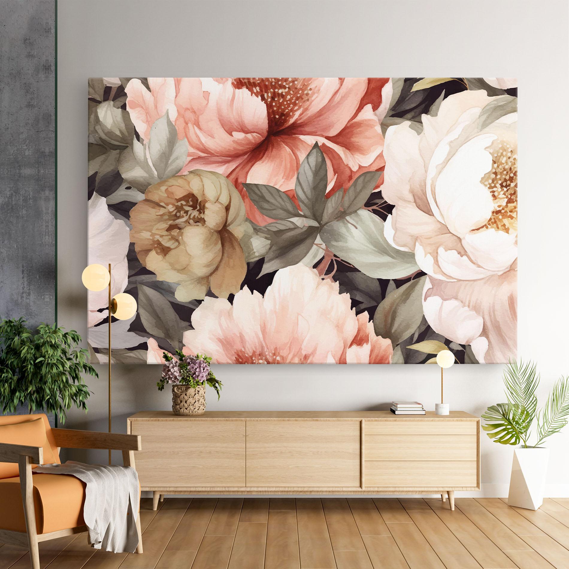 Картина на платно Cream Pink Peony mockup 9