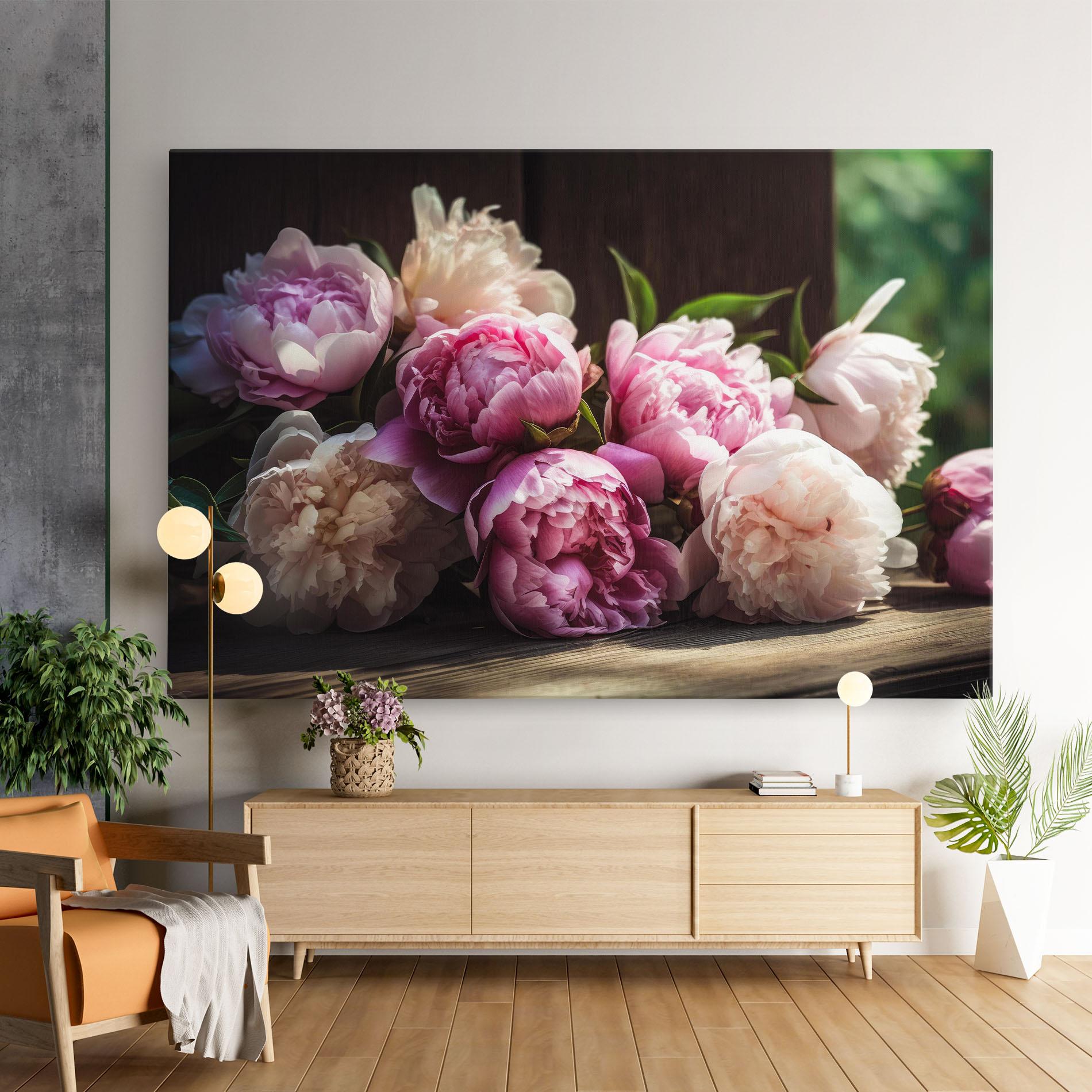 Картина на платно Peonies On The Table mockup 9