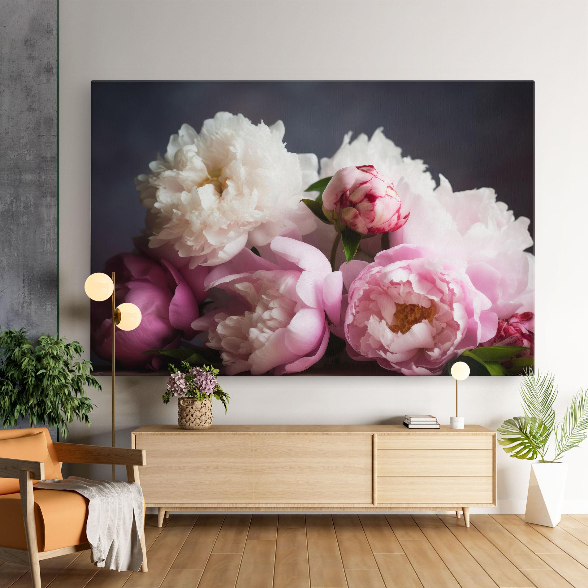 Картина на платно Peonies With Grey mockup 9