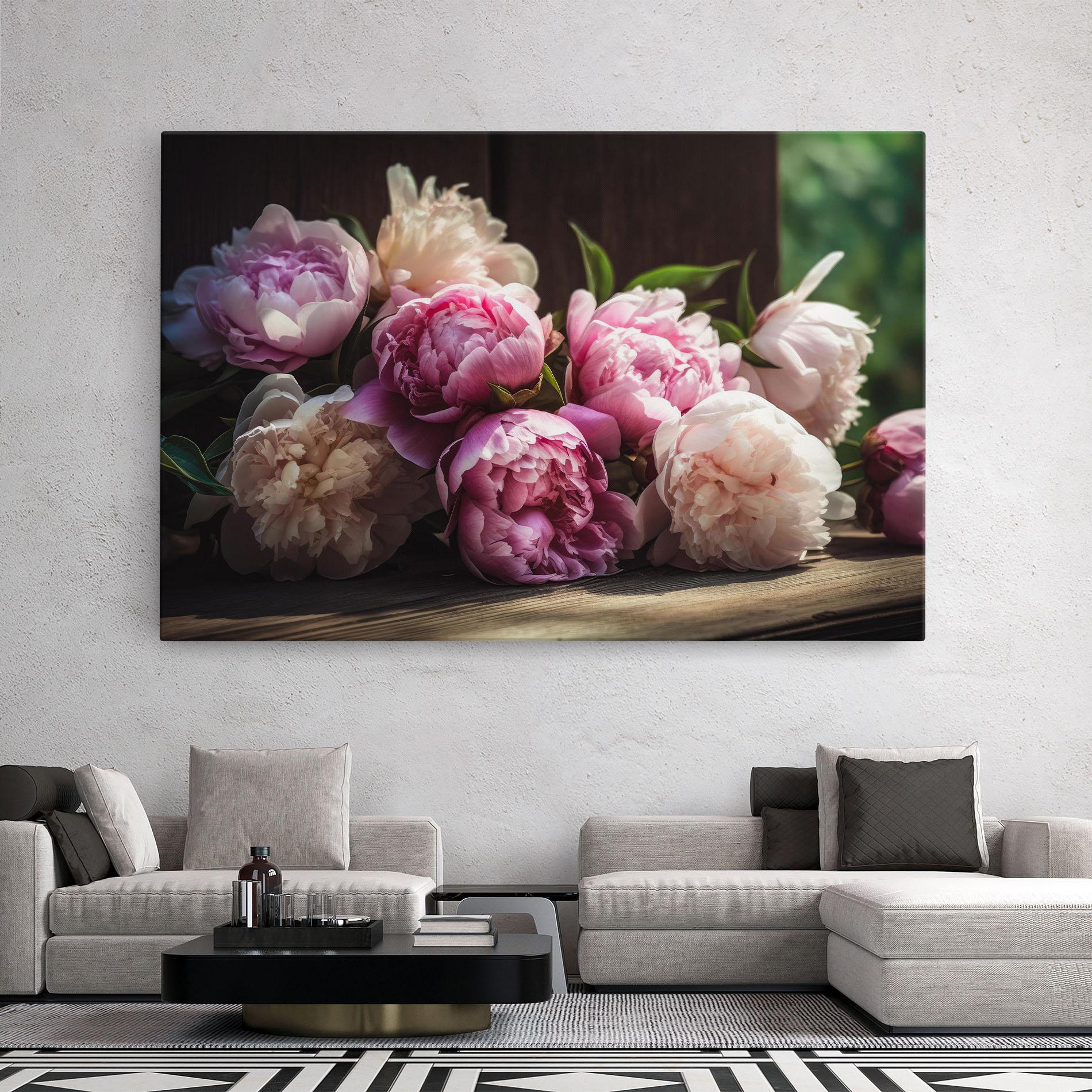 Картина на платно Peonies On The Table mockup 2
