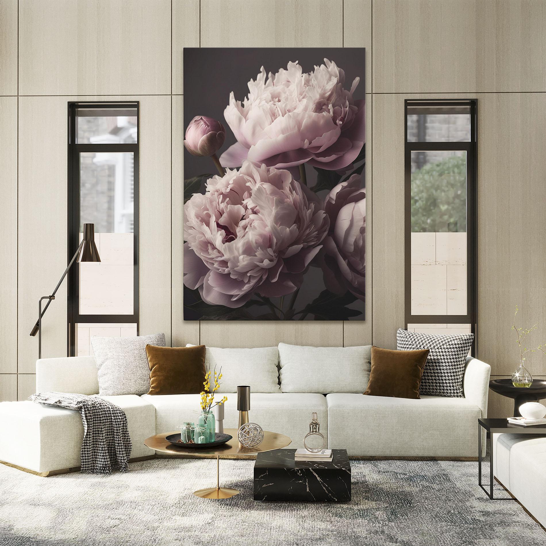 Картина на платно Grey Pastel Pink Peony mockup 2