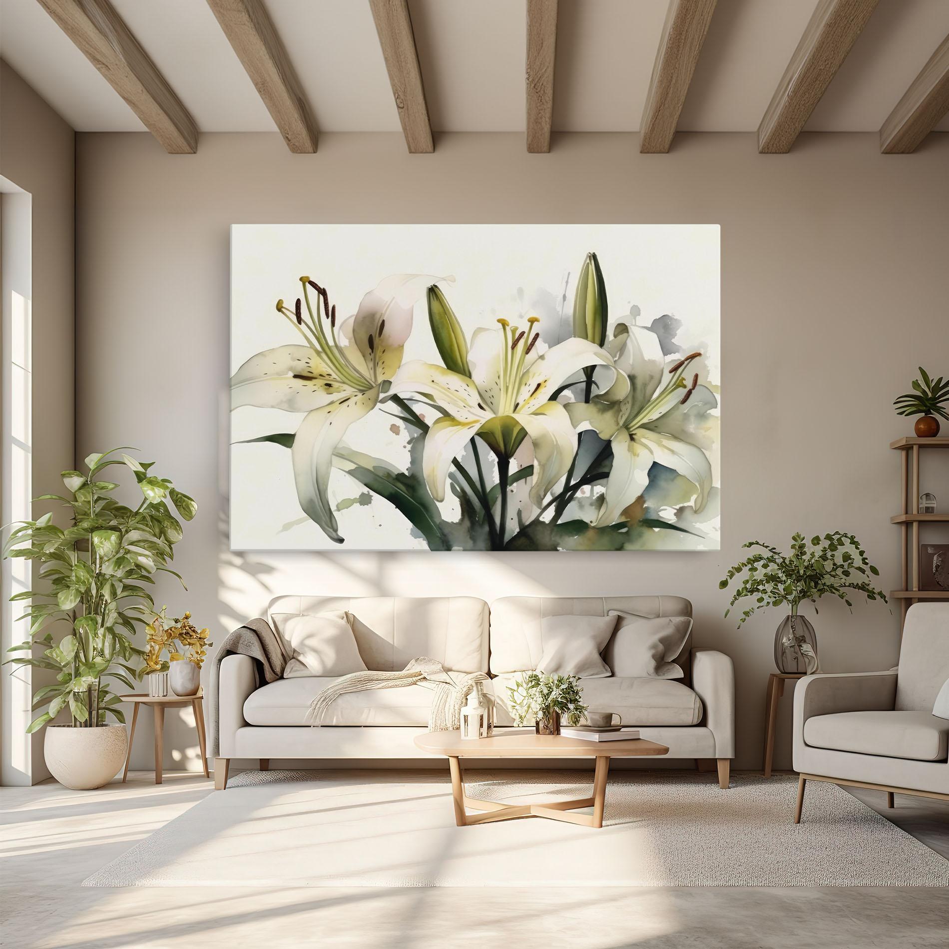Картина на платно Cute White Lily Painting mockup 6