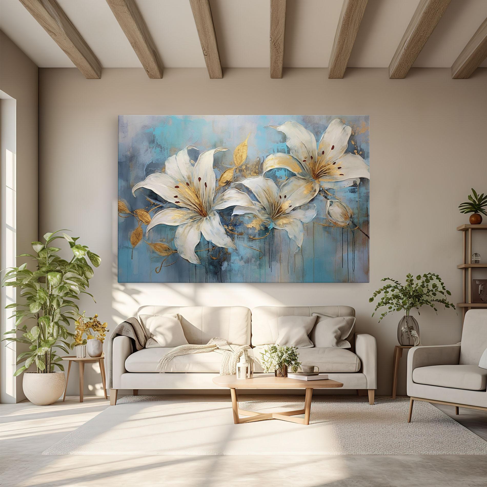 Картина на платно Lily With Gold Painting mockup 6