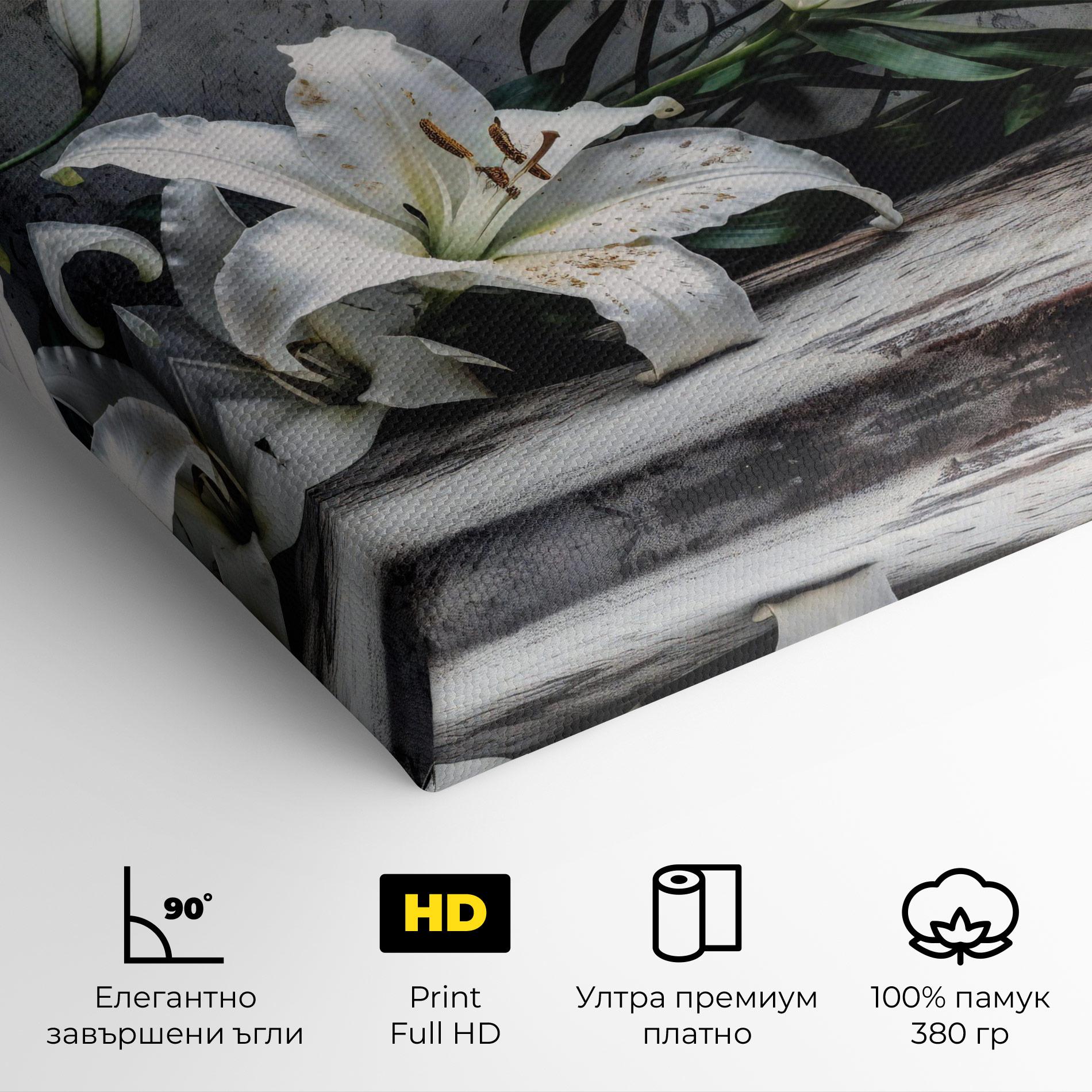 Картина на платно White Pretty Lily On Grey mockup 4