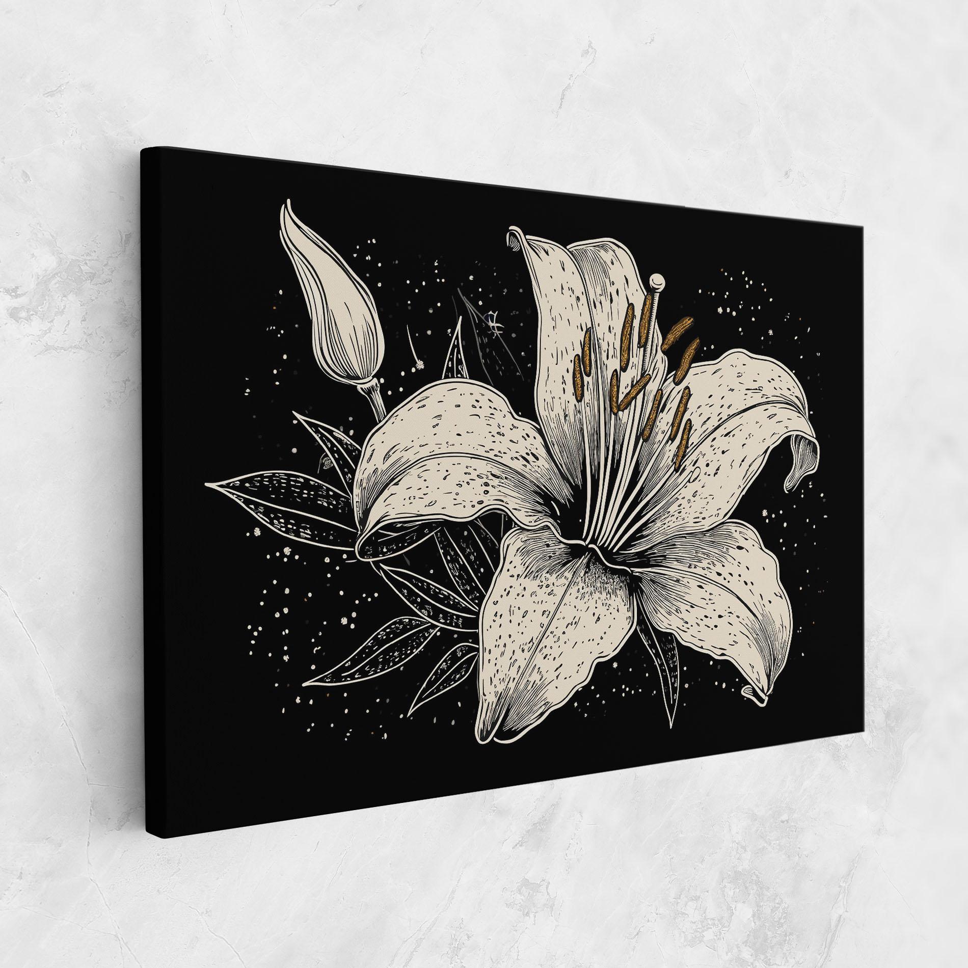 Картина на платно Cream Black Lily mockup 1