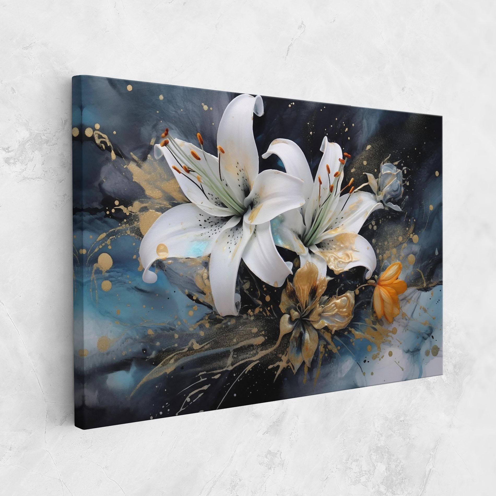 Картина на платно Lily On Blue Painting mockup 1