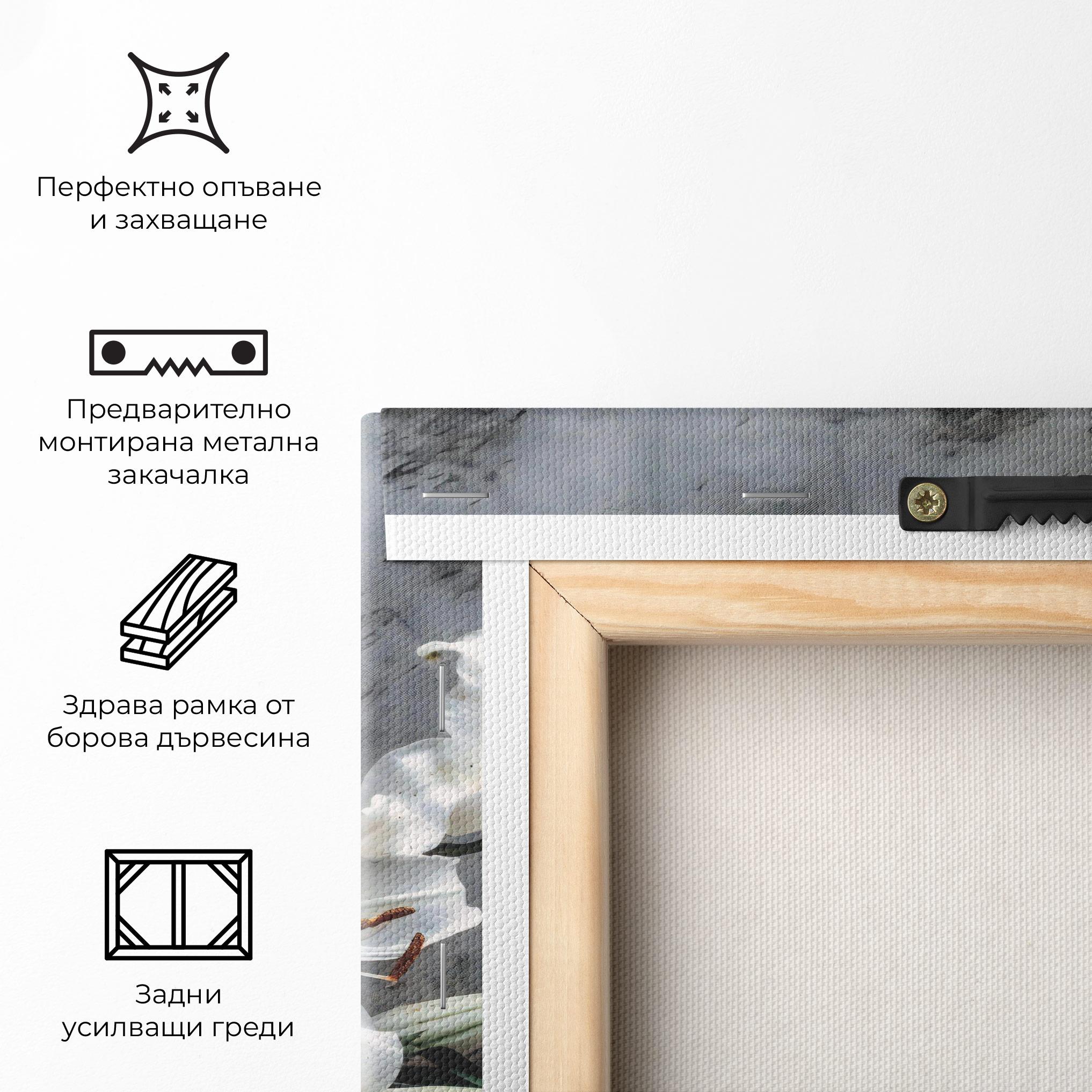 Картина на платно White Pretty Lily On Grey mockup 5