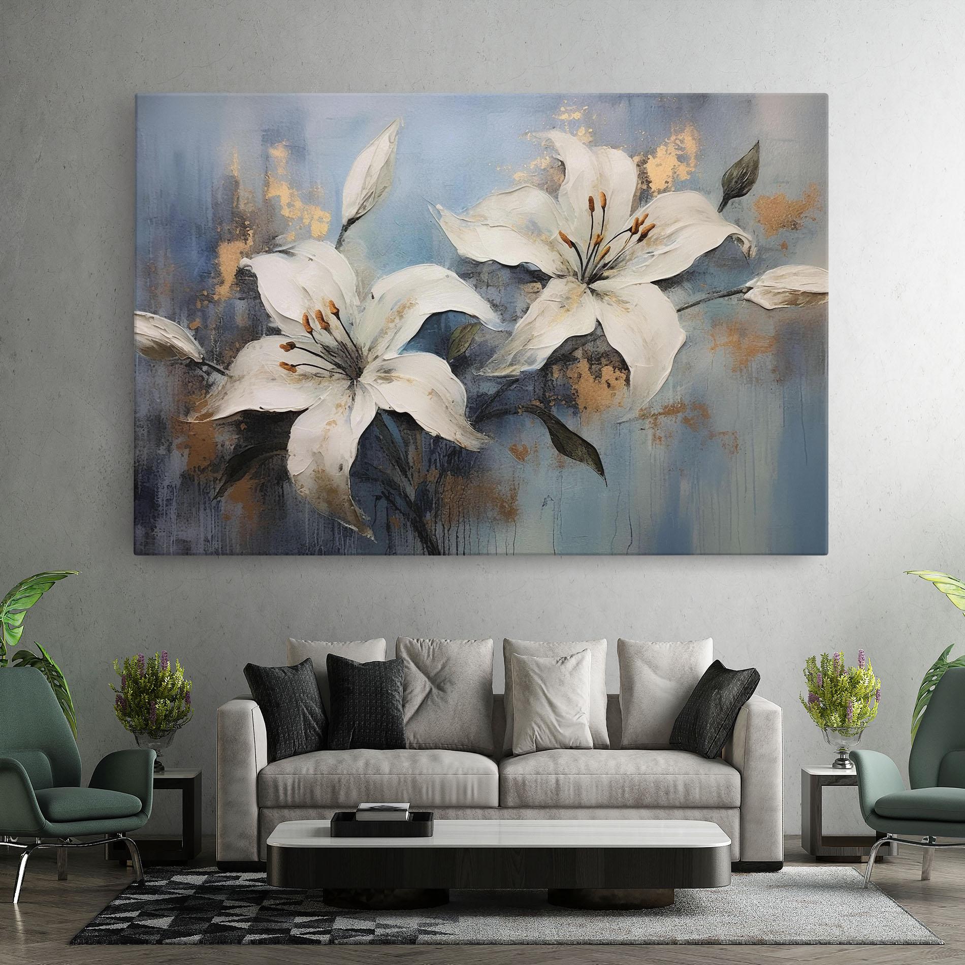 Картина на платно Gold Lily Painting mockup 7