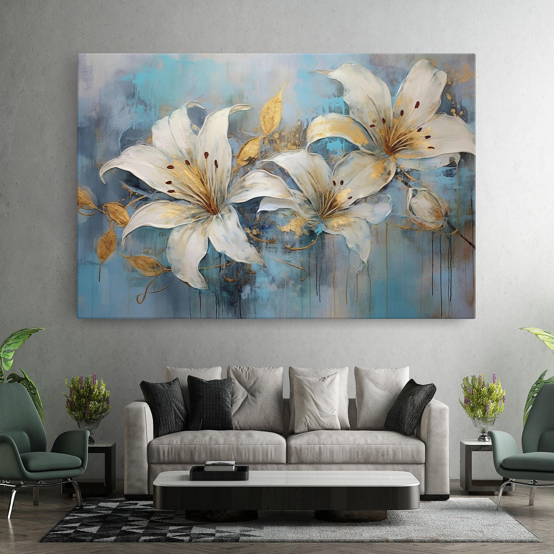 Картина на платно Lily With Gold Painting mockup 7