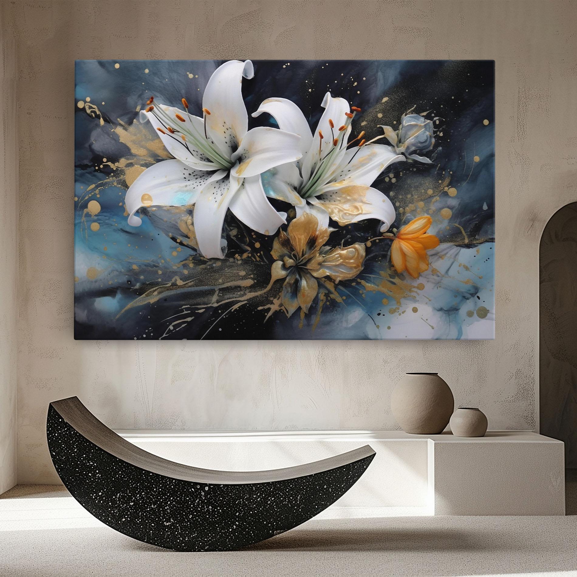 Картина на платно Lily On Blue Painting mockup 8