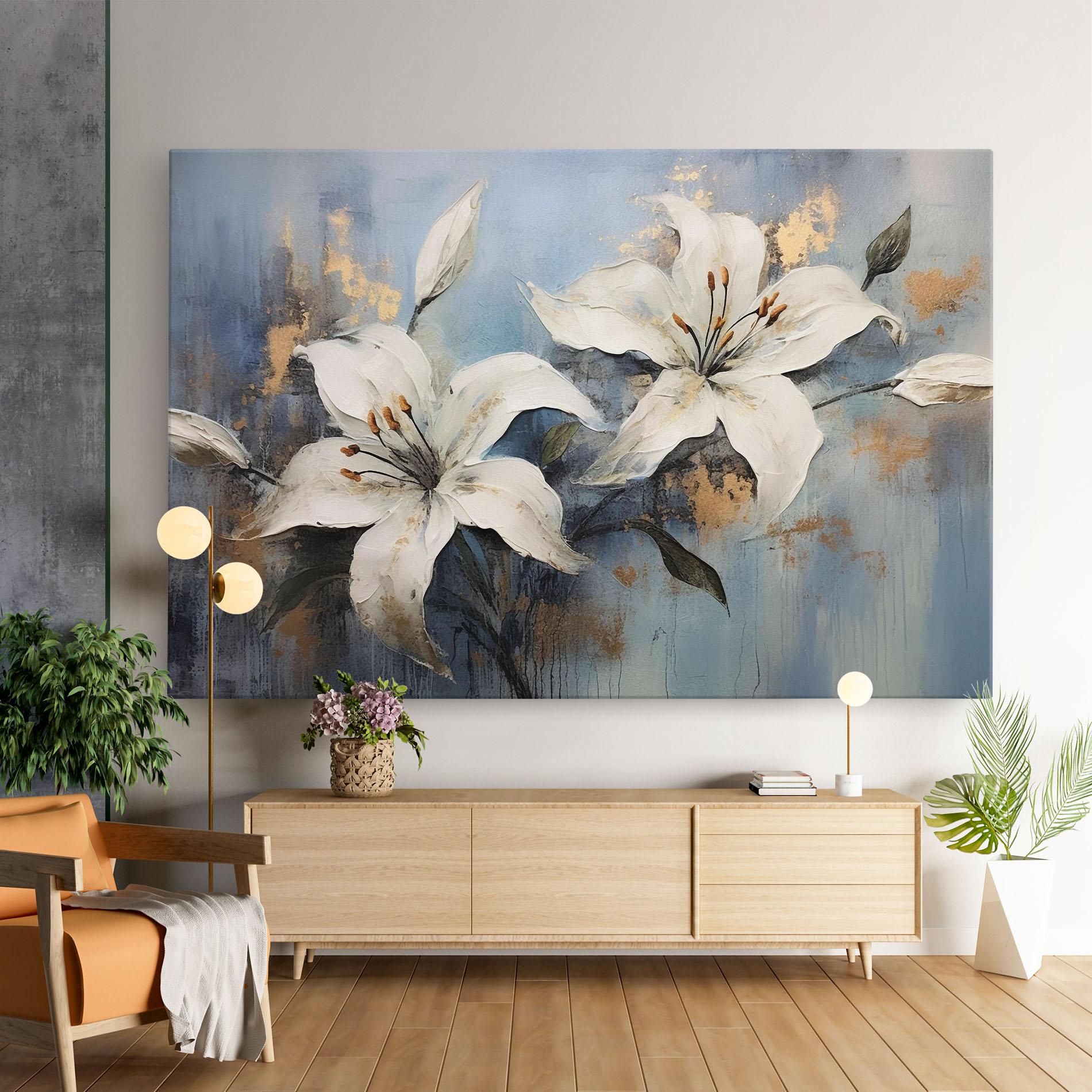 Картина на платно Gold Lily Painting mockup 9
