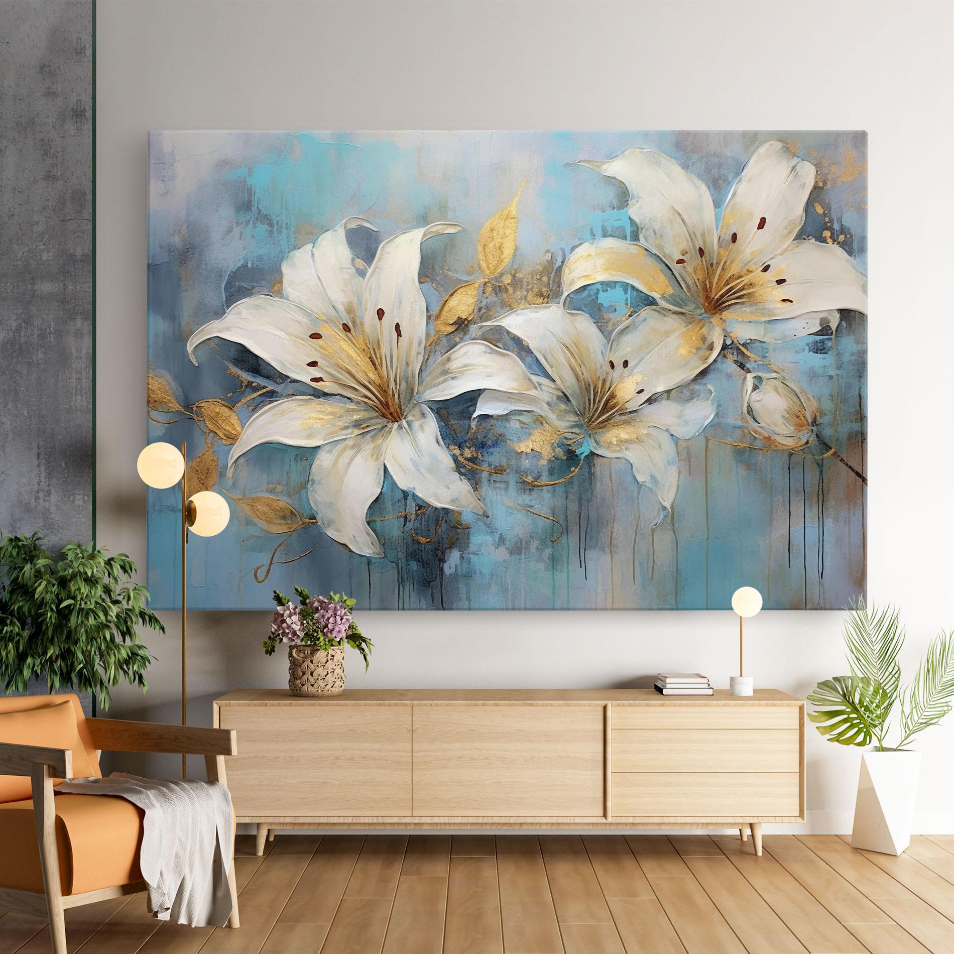 Картина на платно Lily With Gold Painting mockup 9