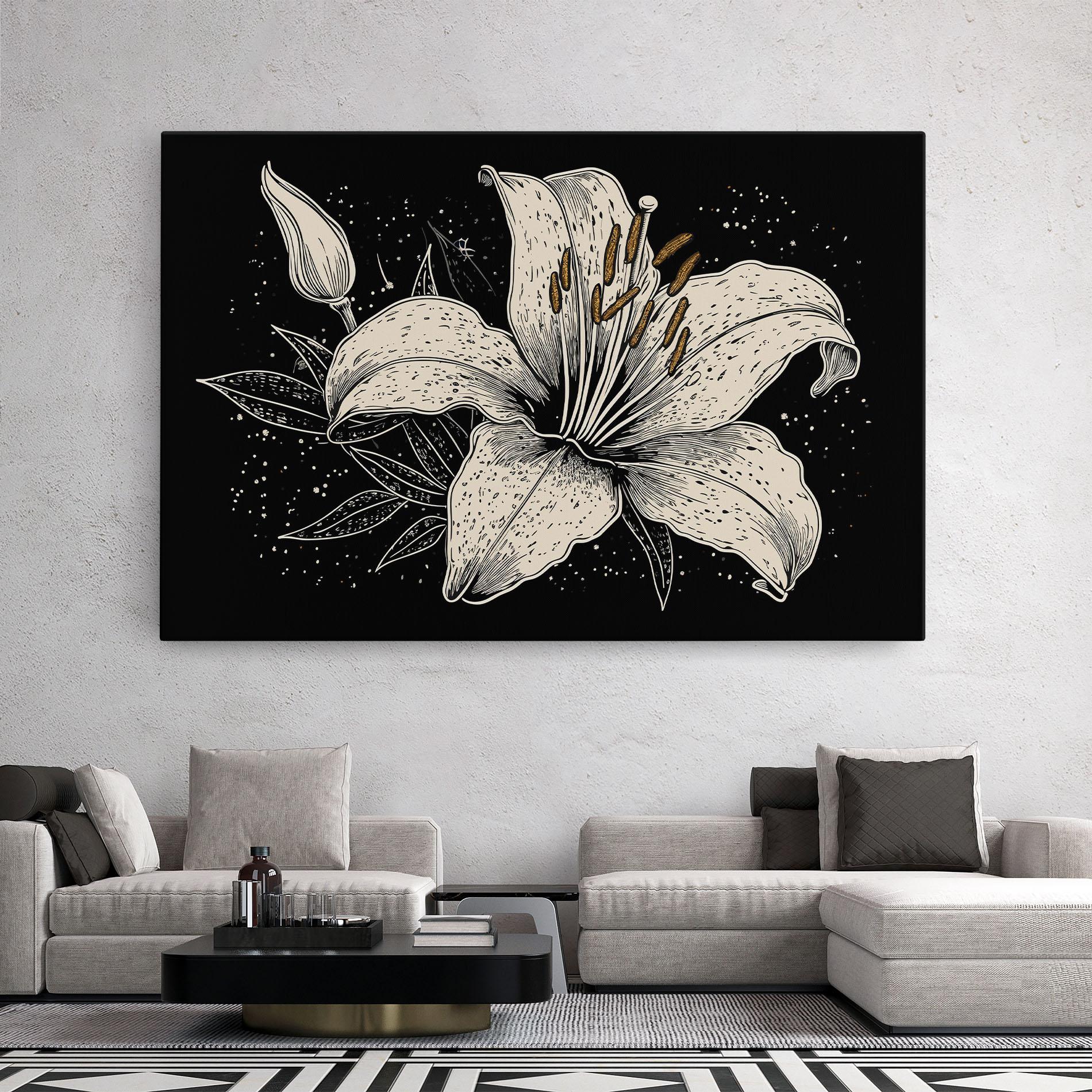 Картина на платно Cream Black Lily mockup 2