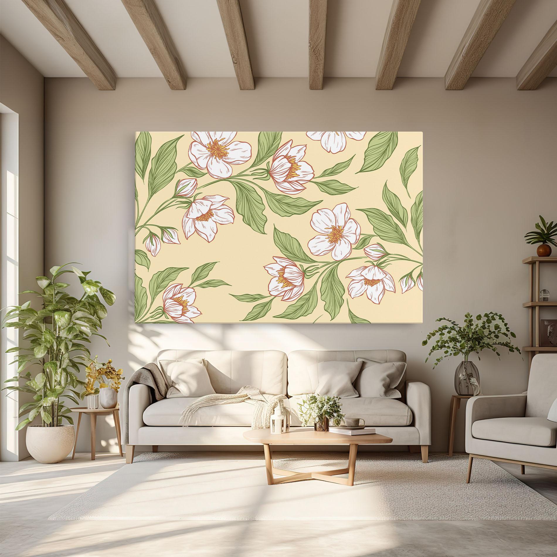 Картина на платно Cream Flower White mockup 6