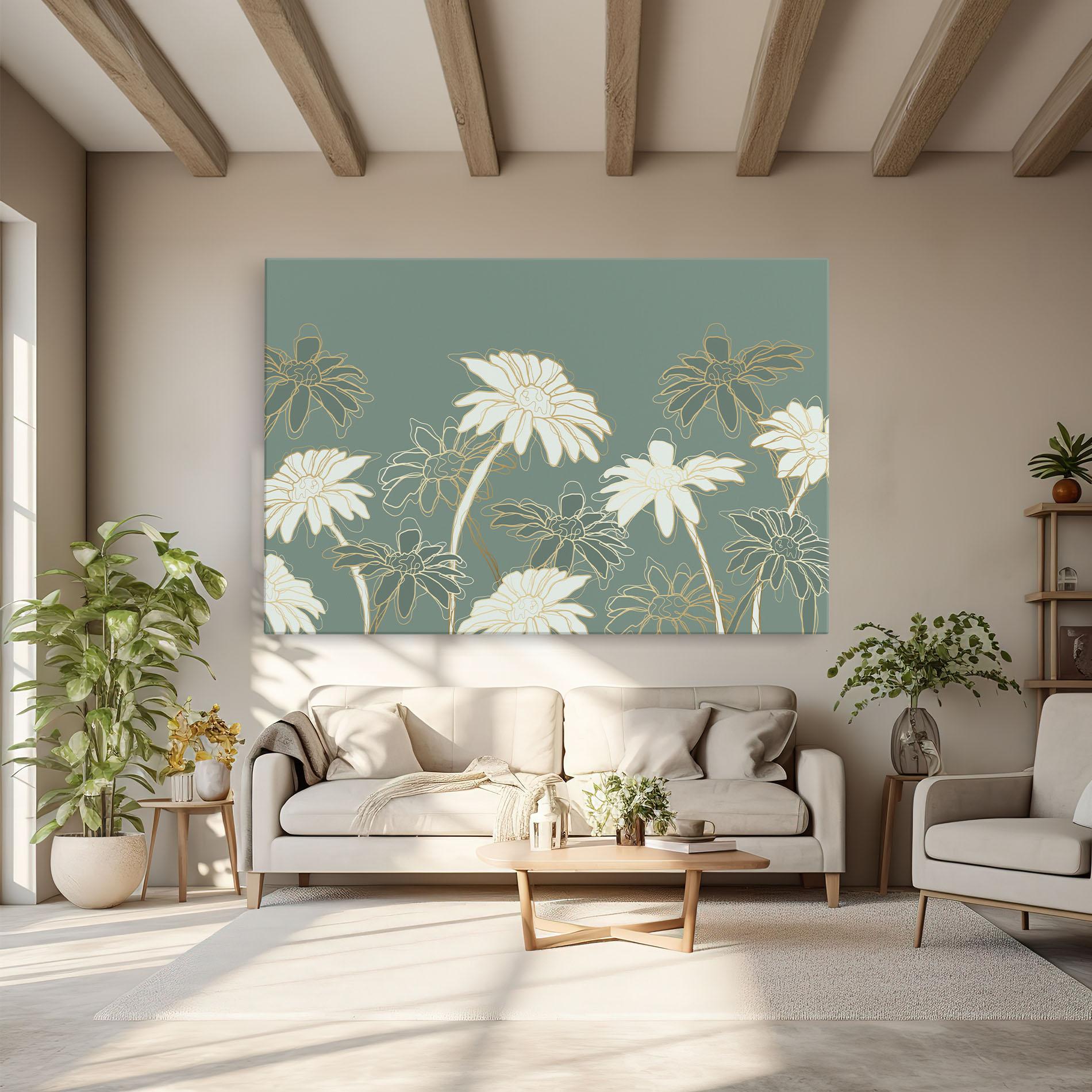 Картина на платно Gold Green Line mockup 6