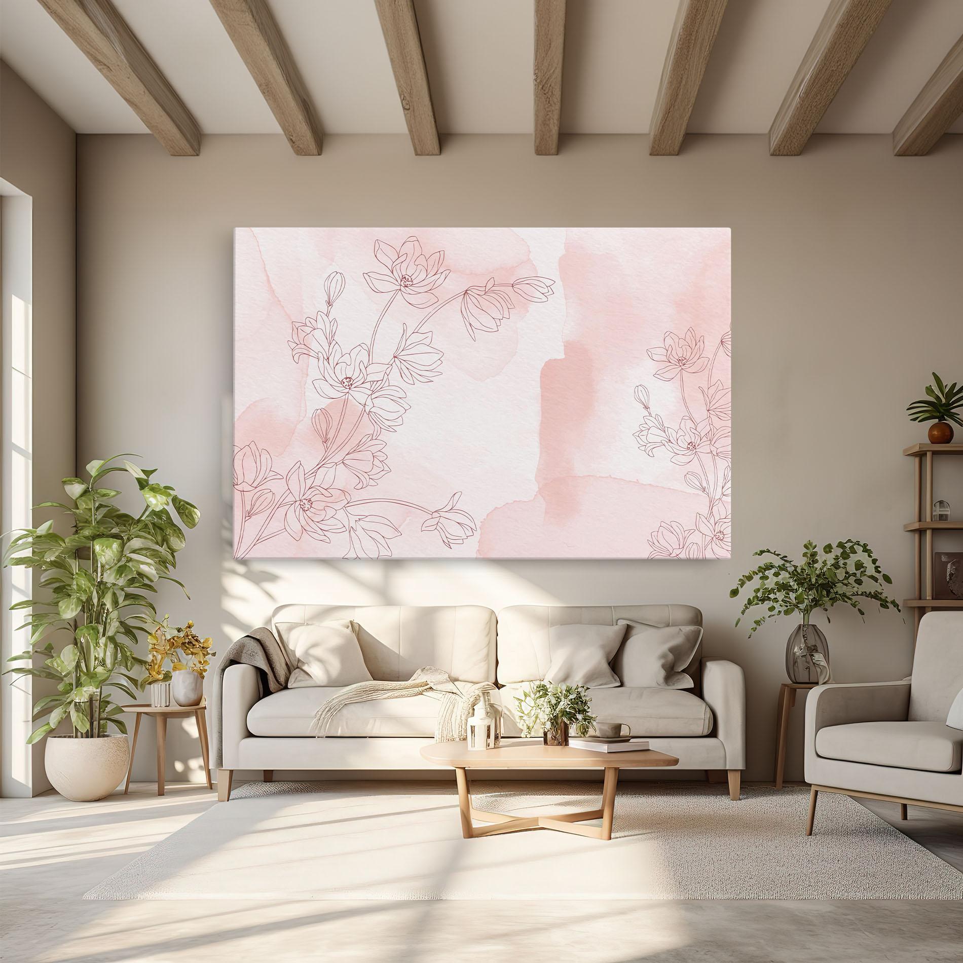 Картина на платно Pink Flower Line mockup 6