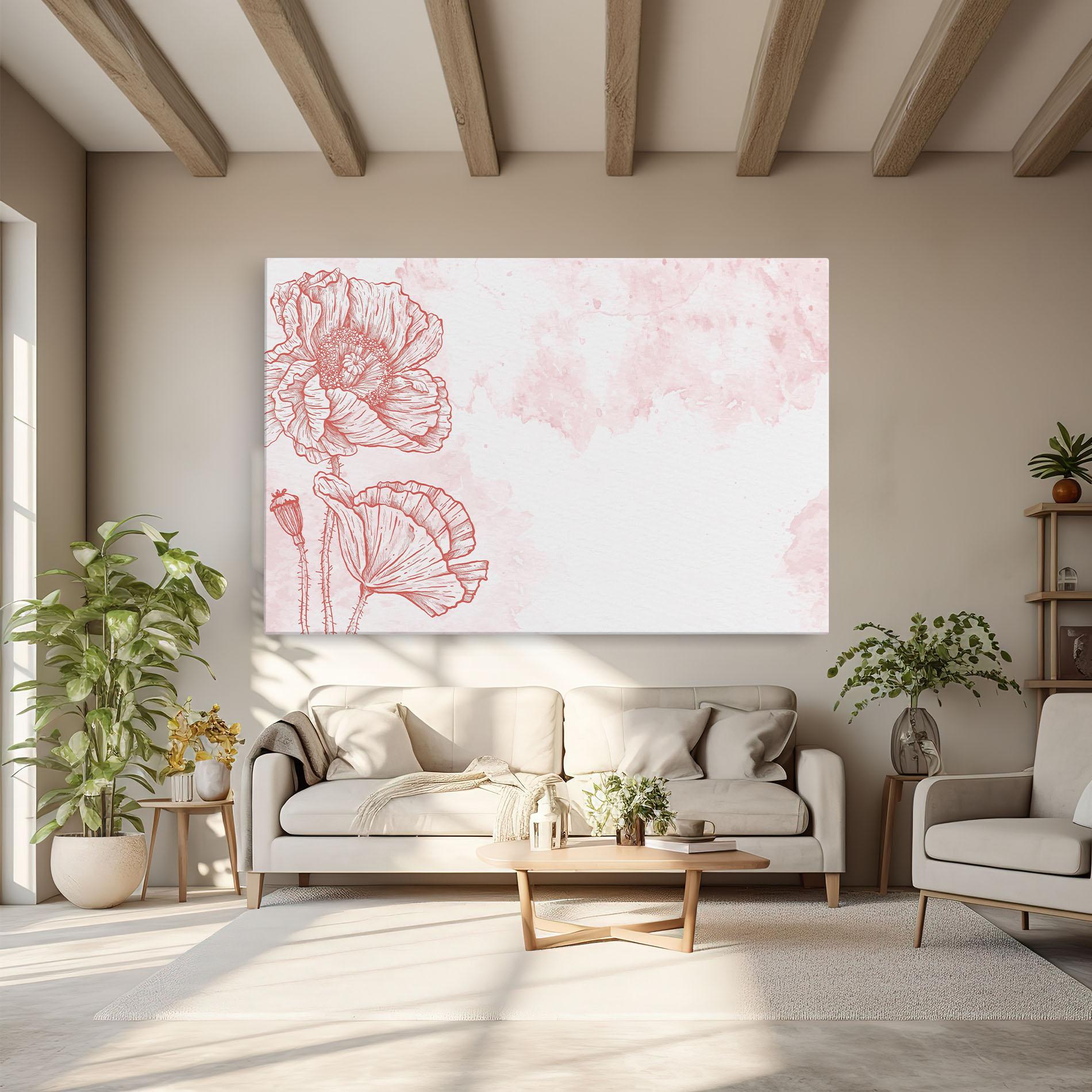 Картина на платно Red Poppy Line mockup 6