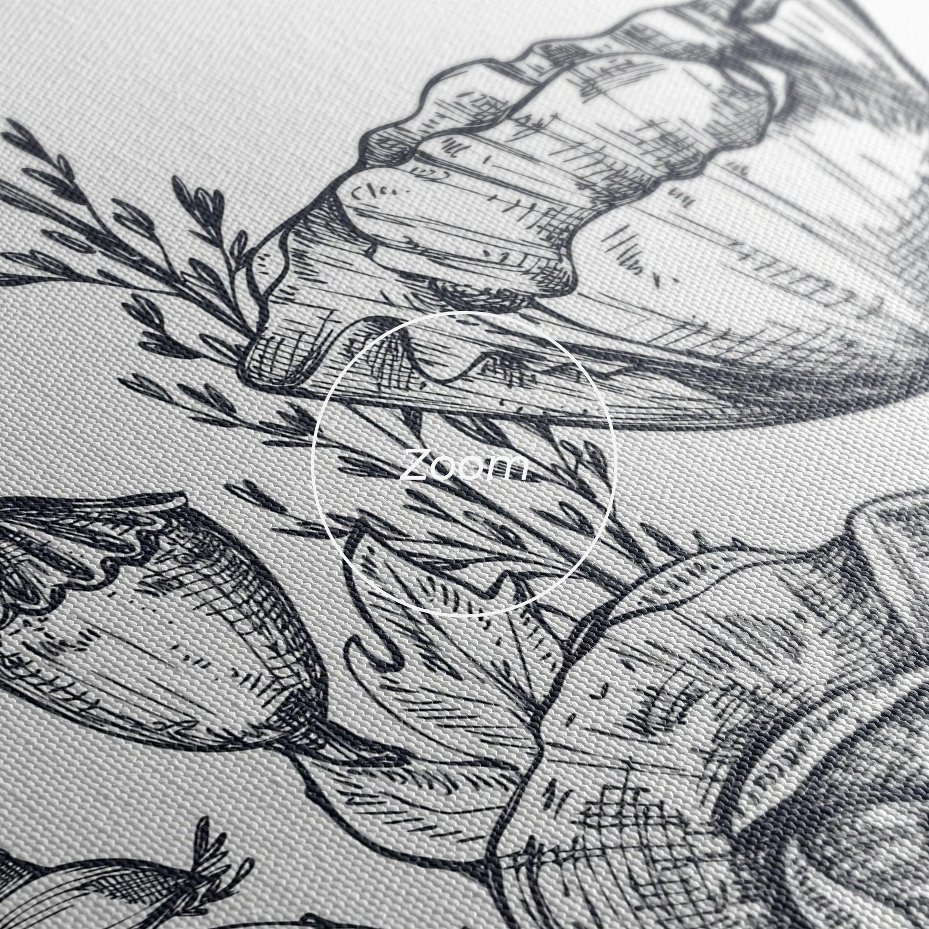 Картина на платно Flower Grey Line mockup 3