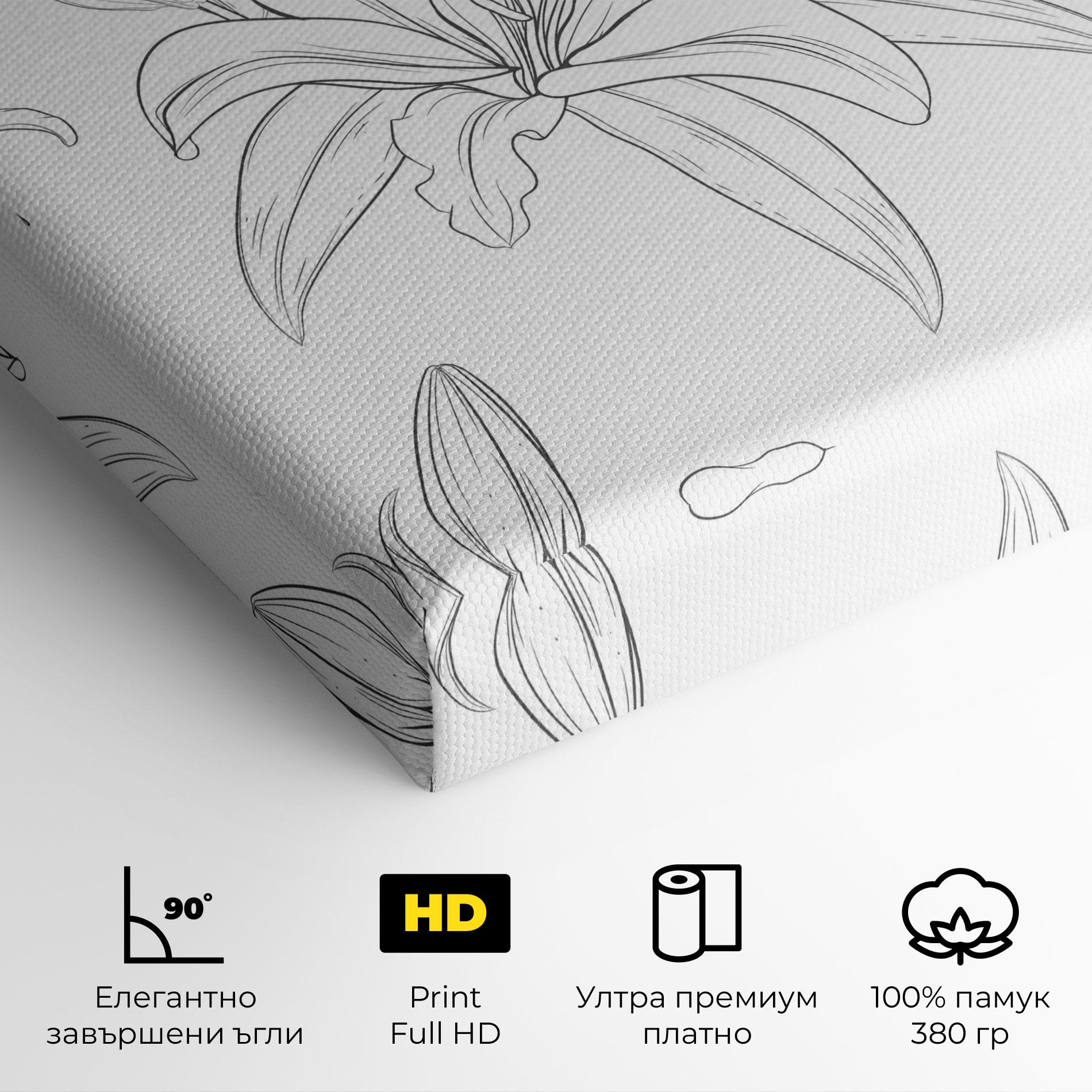 Картина на платно Grey Line Flower mockup 4