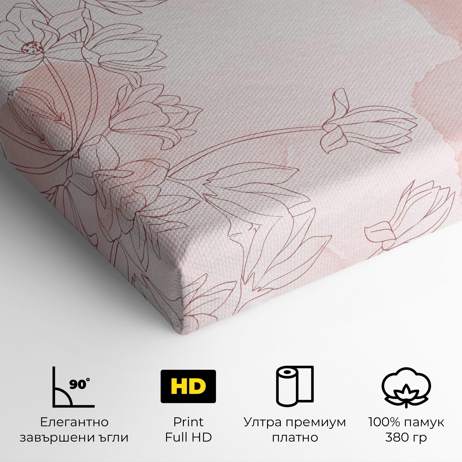 Картина на платно Pink Flower Line mockup 4