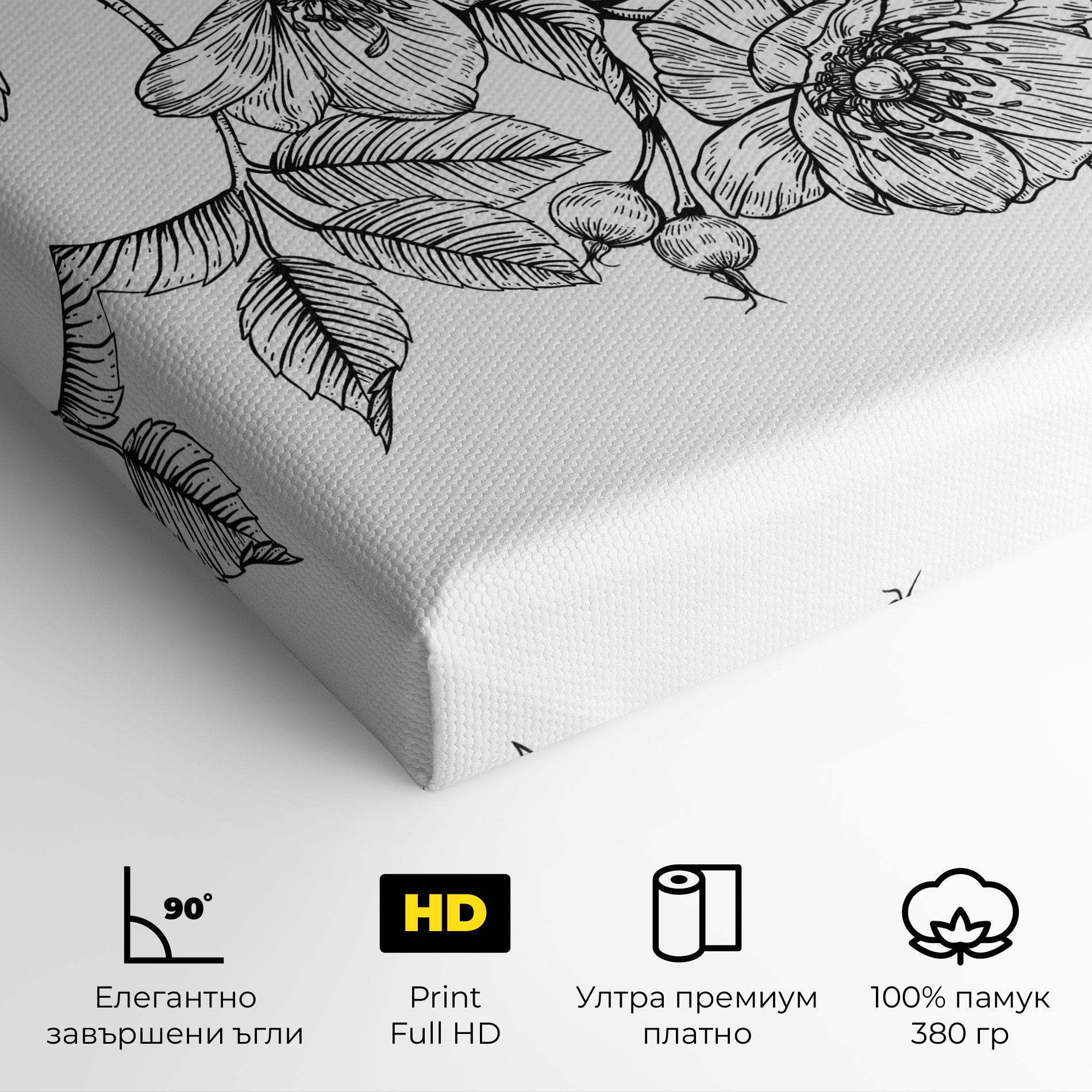 Картина на платно Rose Black Line mockup 4