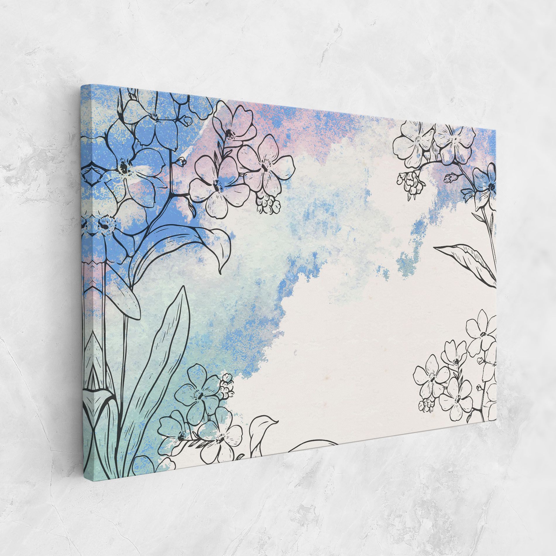 Blue Watercolor Flower mockup 1