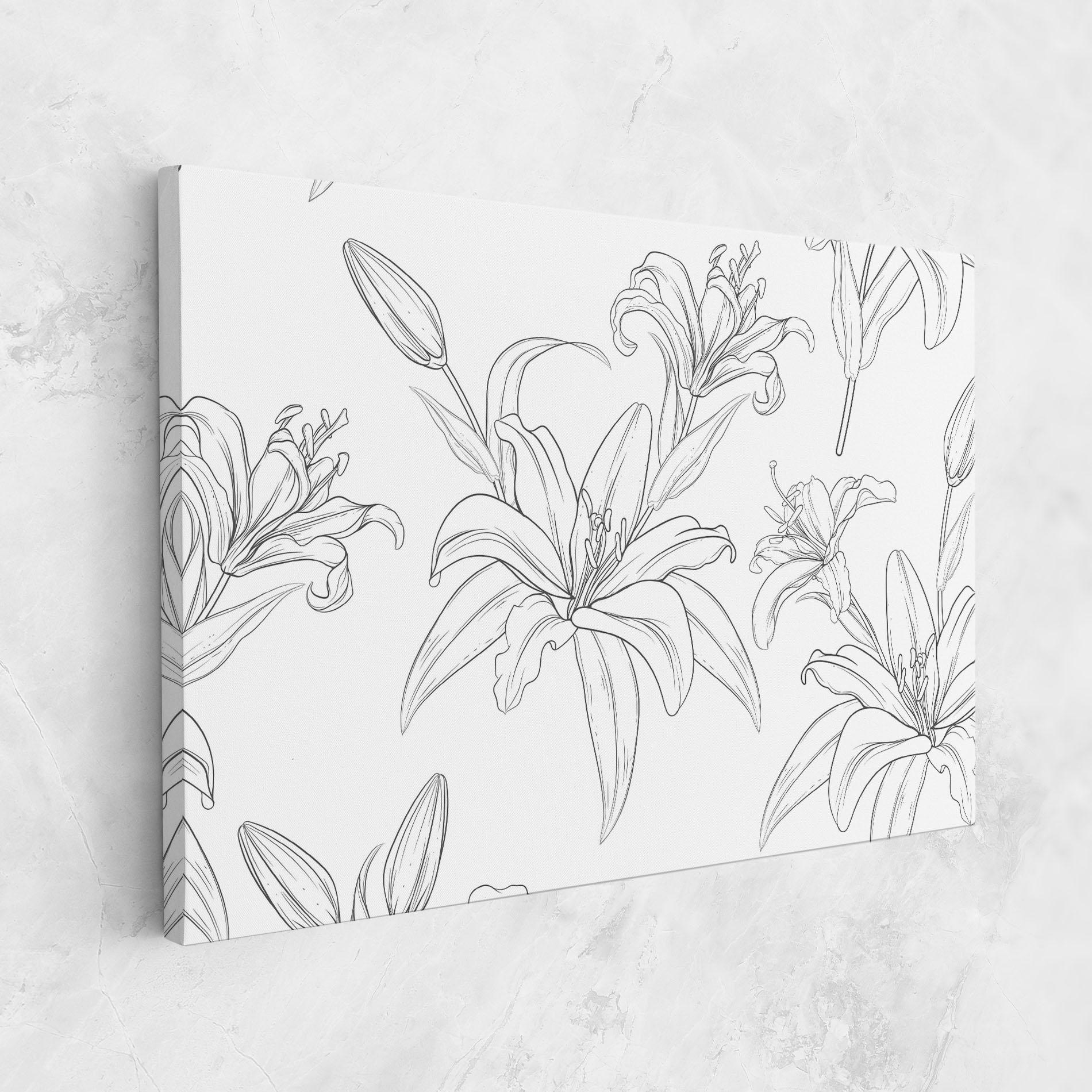 Картина на платно Grey Line Flower mockup 1