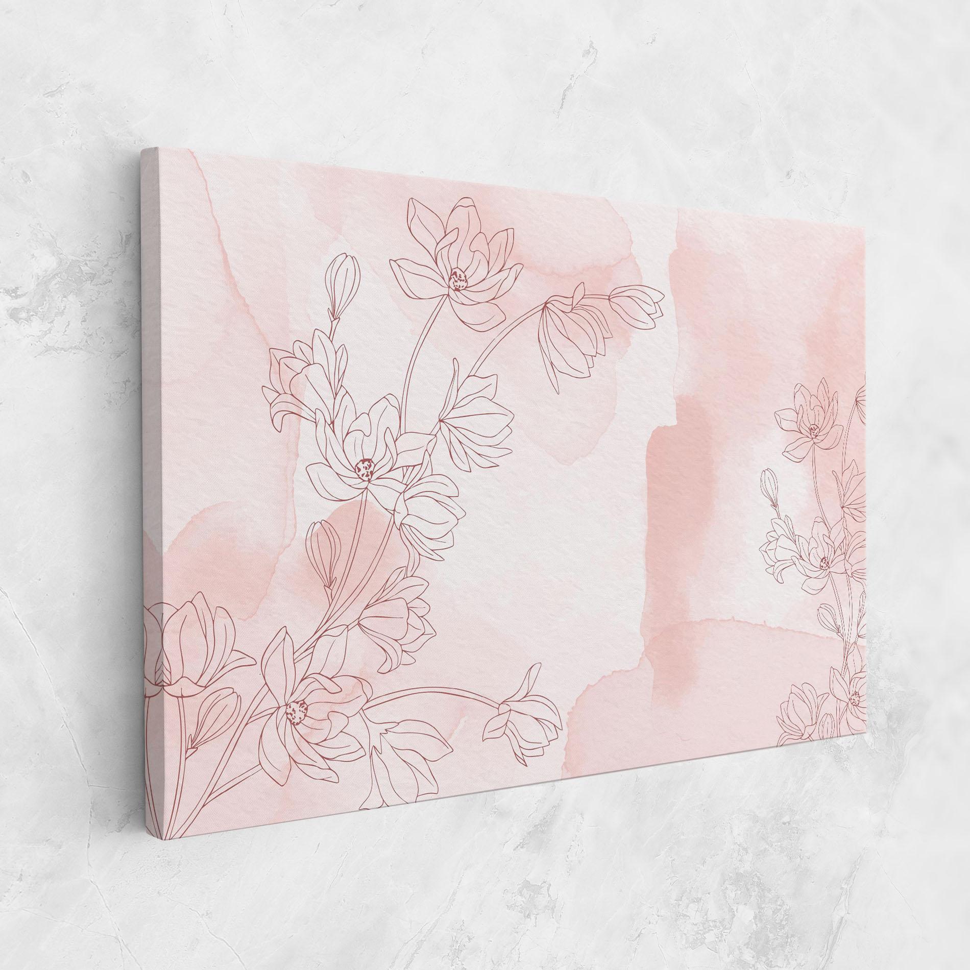 Картина на платно Pink Flower Line mockup 1