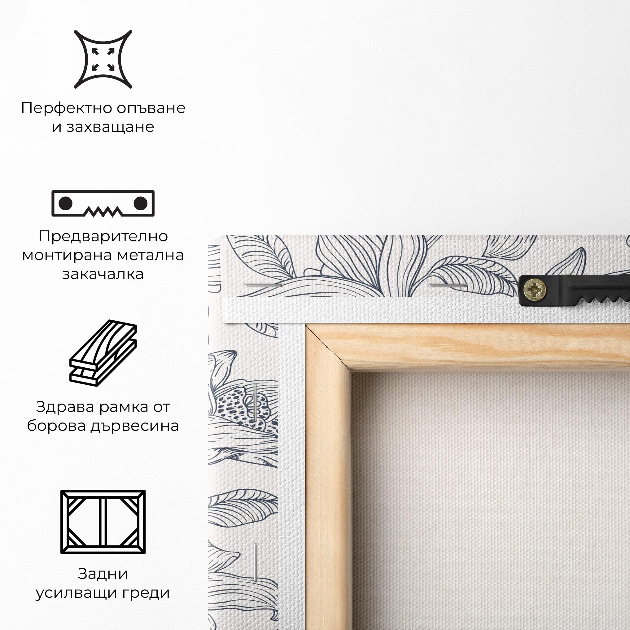 Картина на платно Blue Patern Flower mockup 5