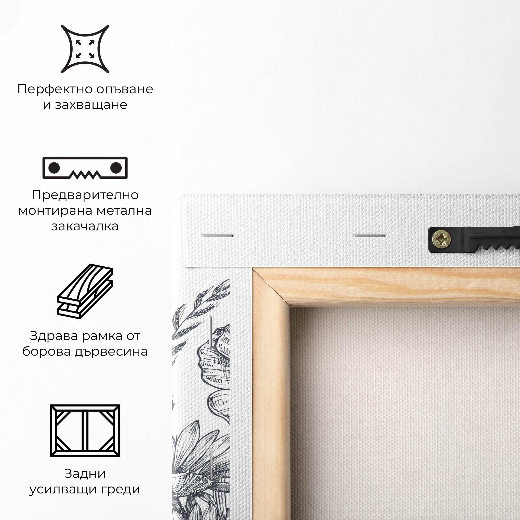 Картина на платно Flower Grey Line mockup 5