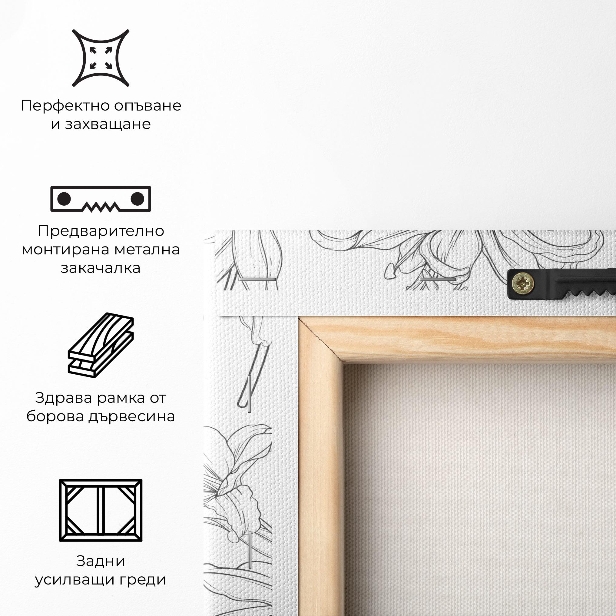 Картина на платно Grey Line Flower mockup 5