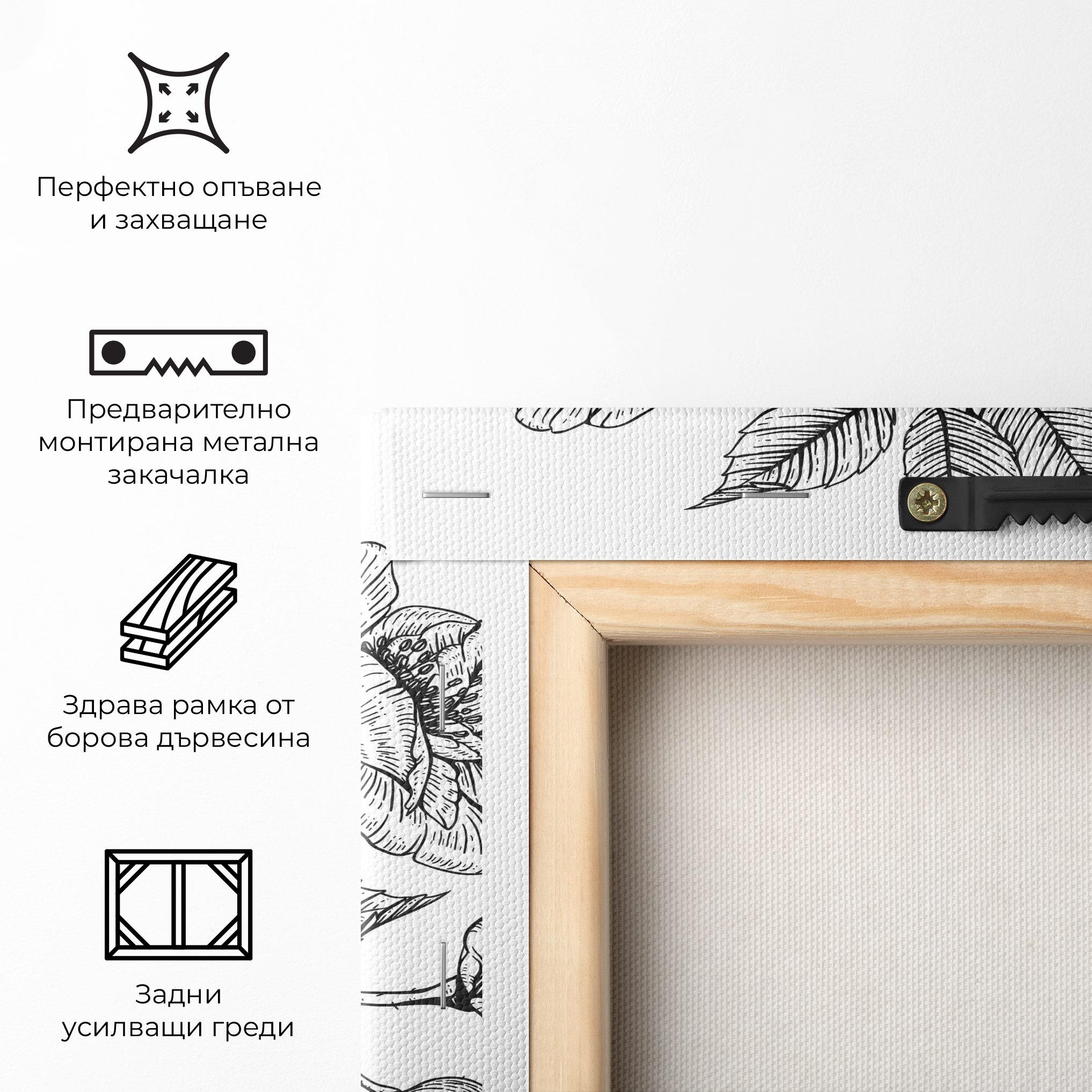 Картина на платно Rose Black Line mockup 5