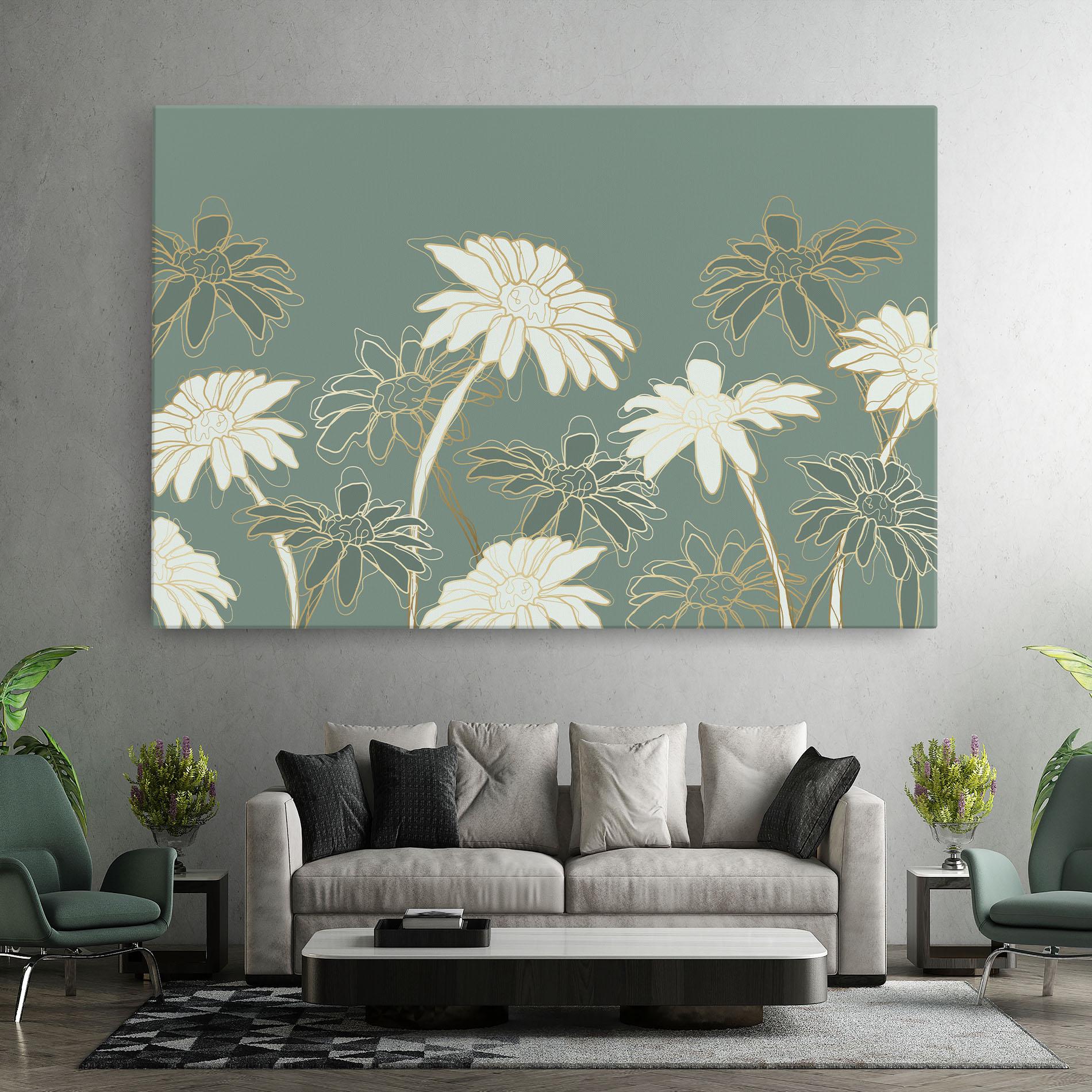 Картина на платно Gold Green Line mockup 7