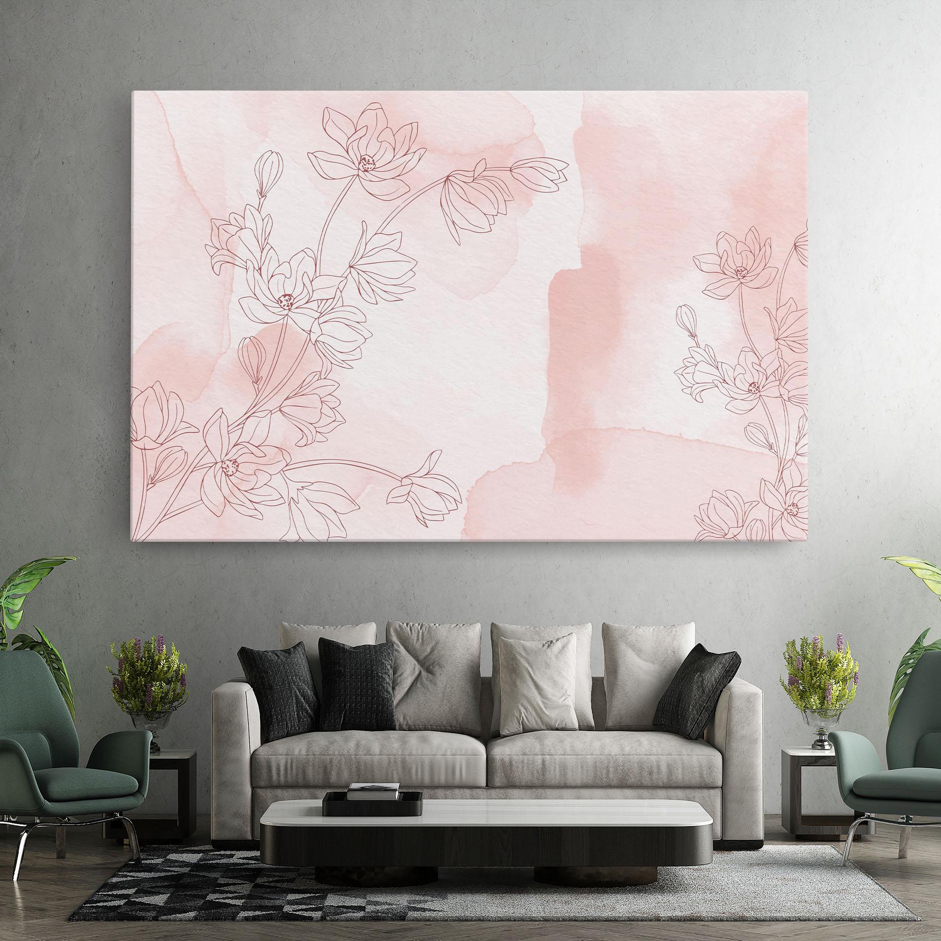 Картина на платно Pink Flower Line mockup 7