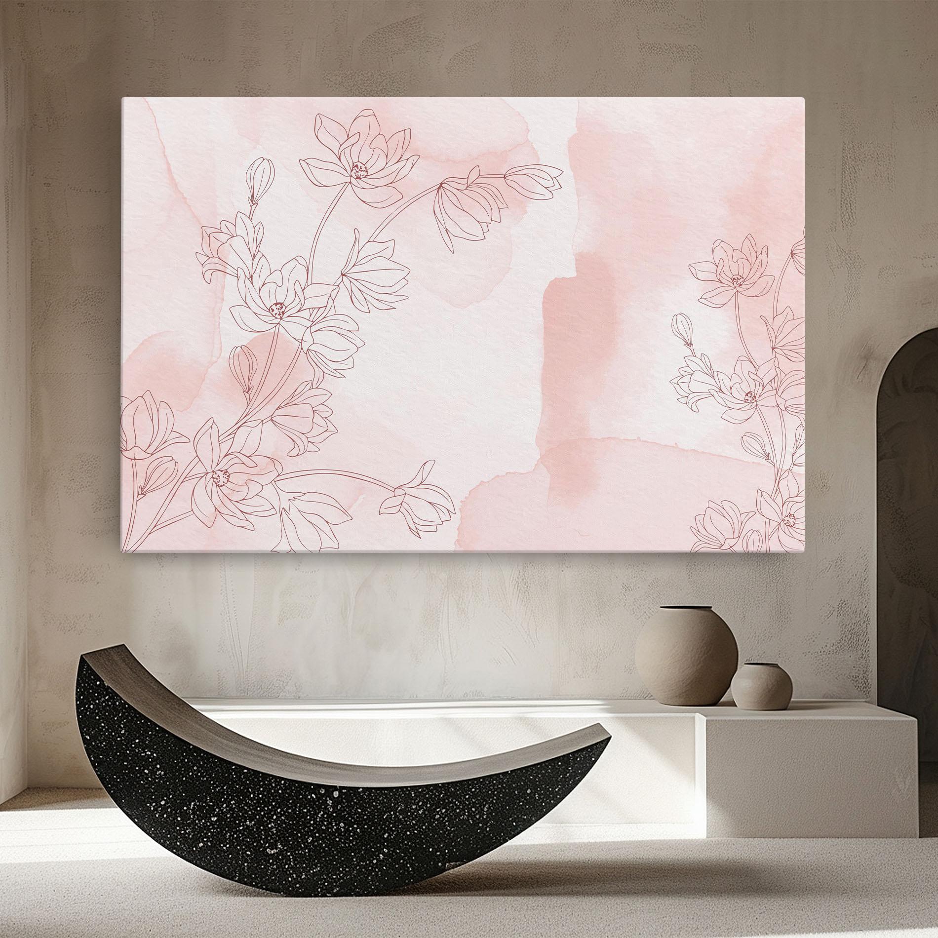 Картина на платно Pink Flower Line mockup 8
