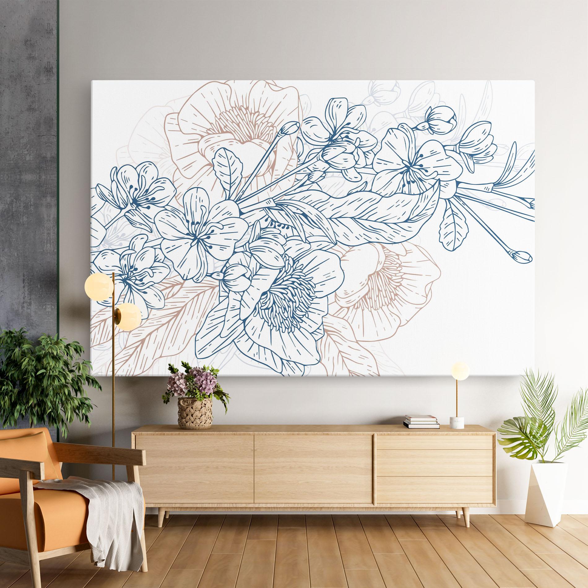 Картина на платно Blue Cream Line mockup 9