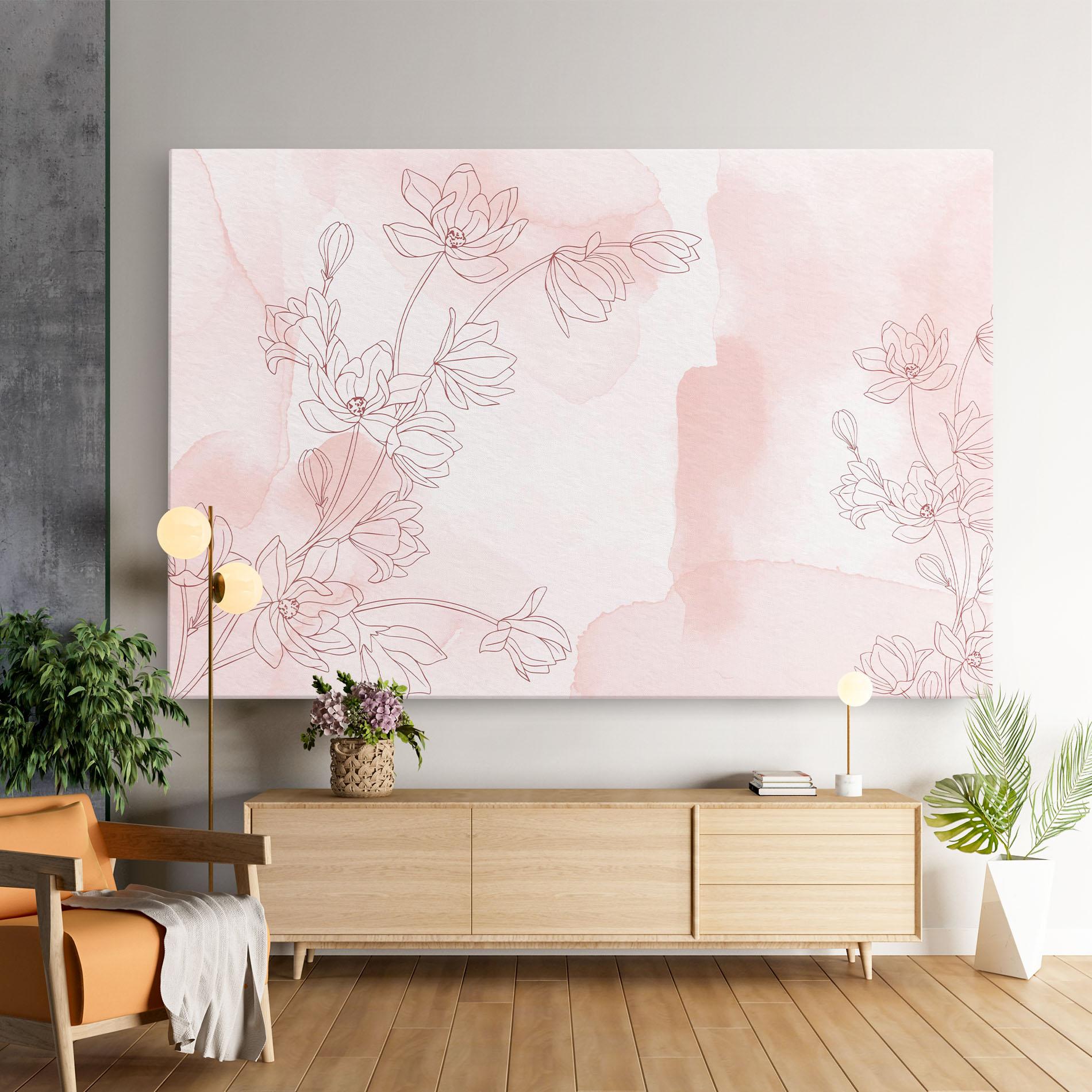 Картина на платно Pink Flower Line mockup 9