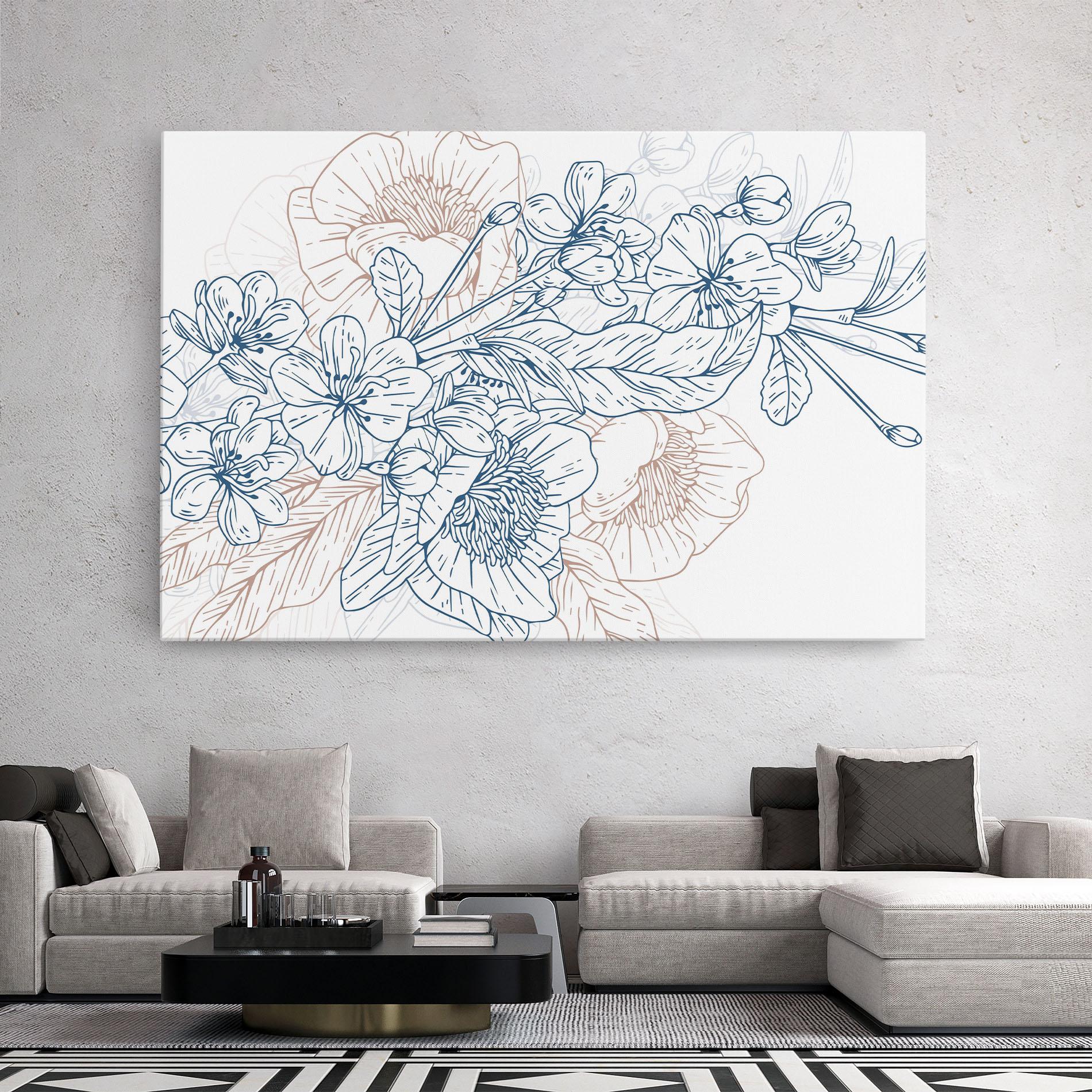 Картина на платно Blue Cream Line mockup 2