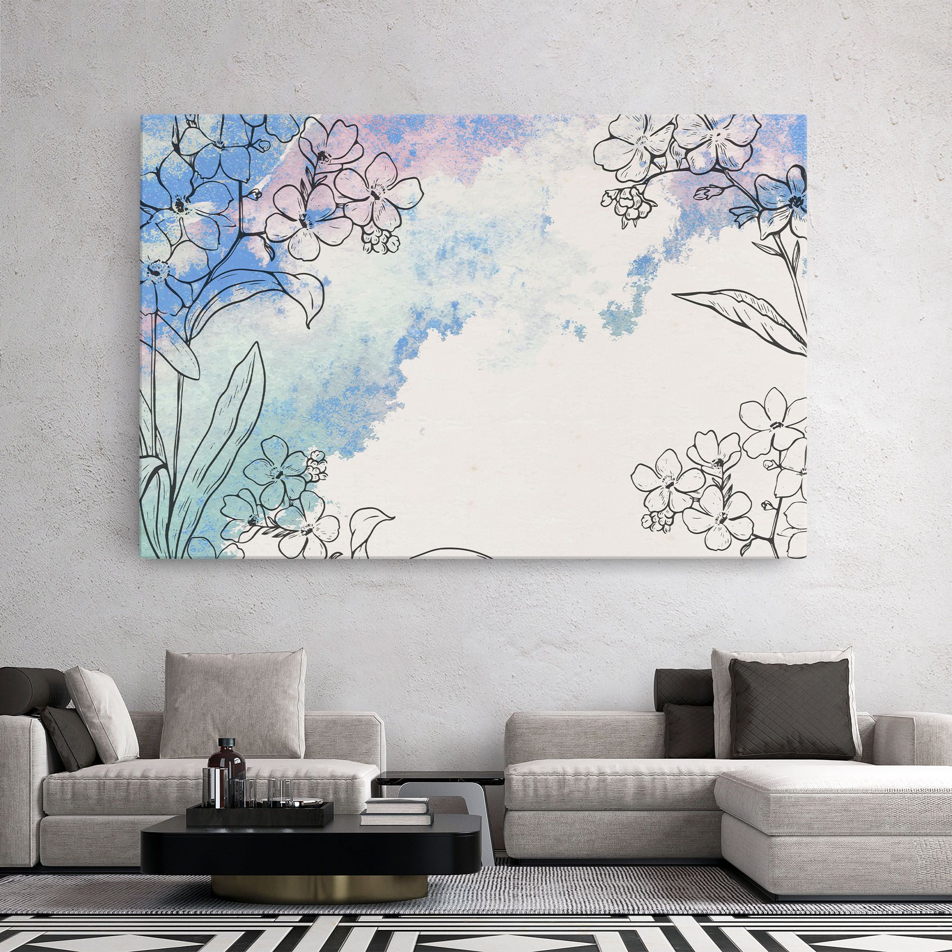 Blue Watercolor Flower mockup 2