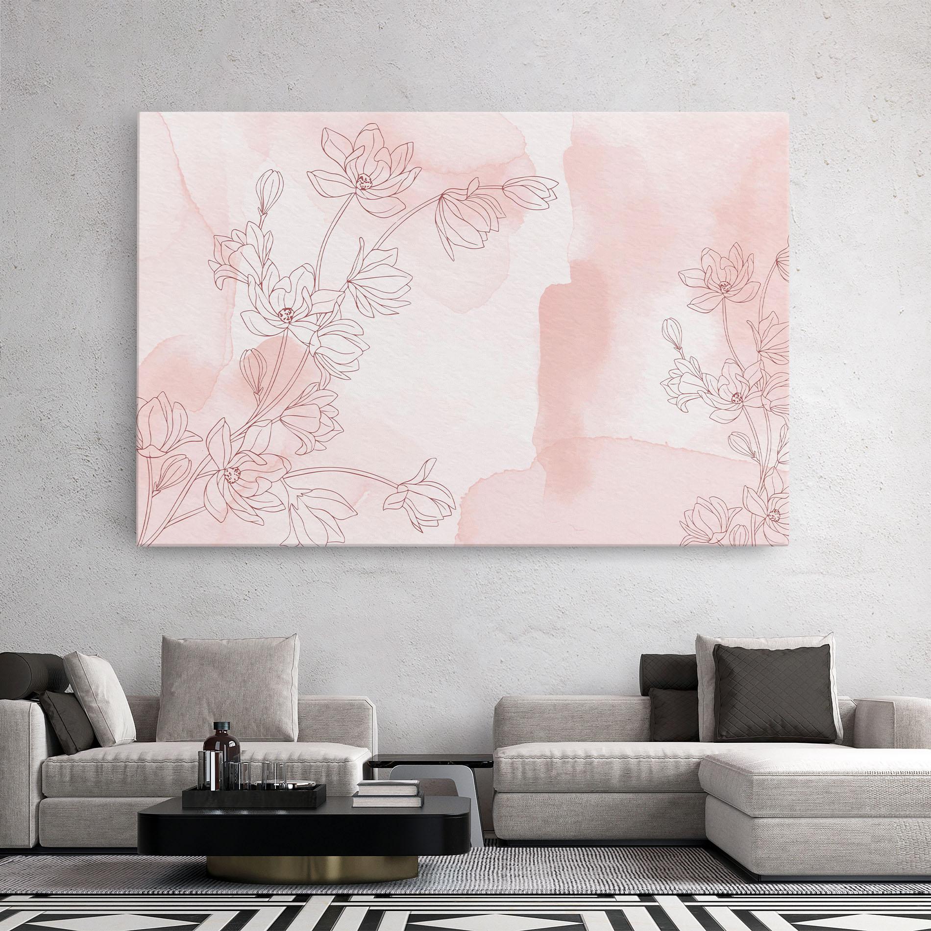 Картина на платно Pink Flower Line mockup 2