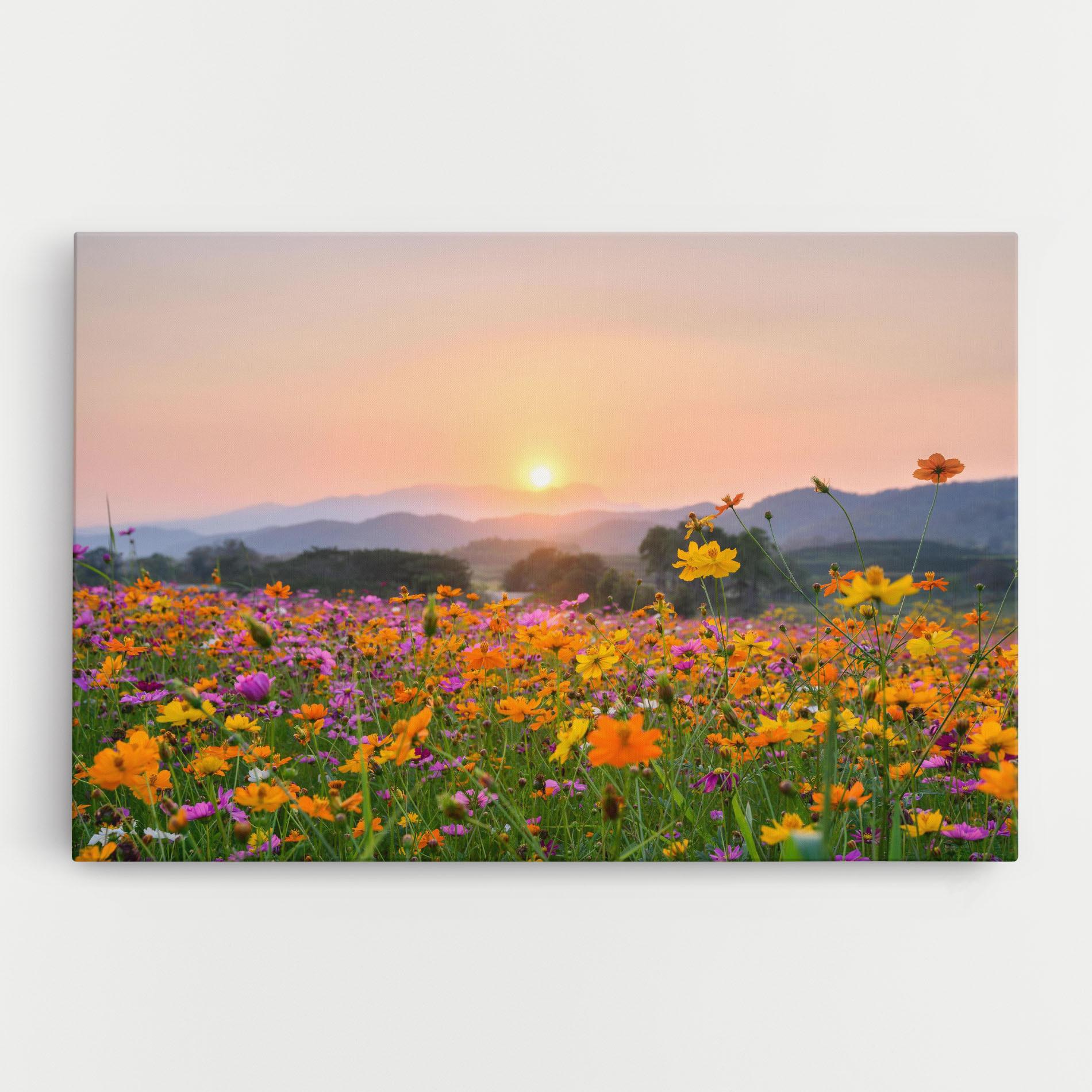Картина на платно Sunset Mountain Flowerf mockup 0