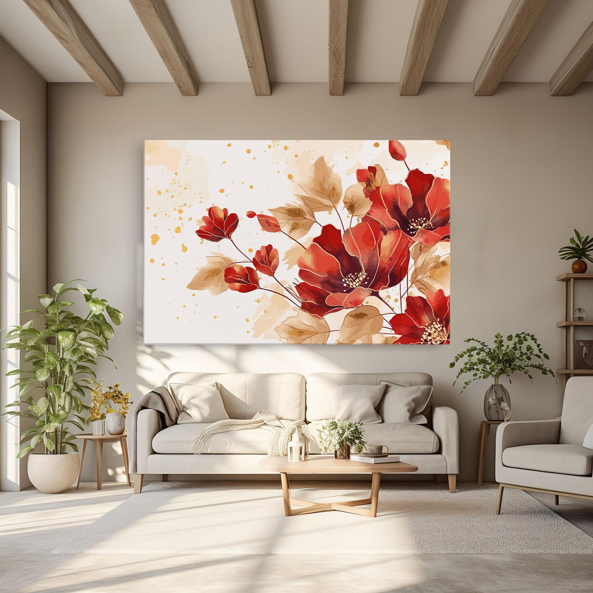 Картина на платно Red Wild Gold mockup 6