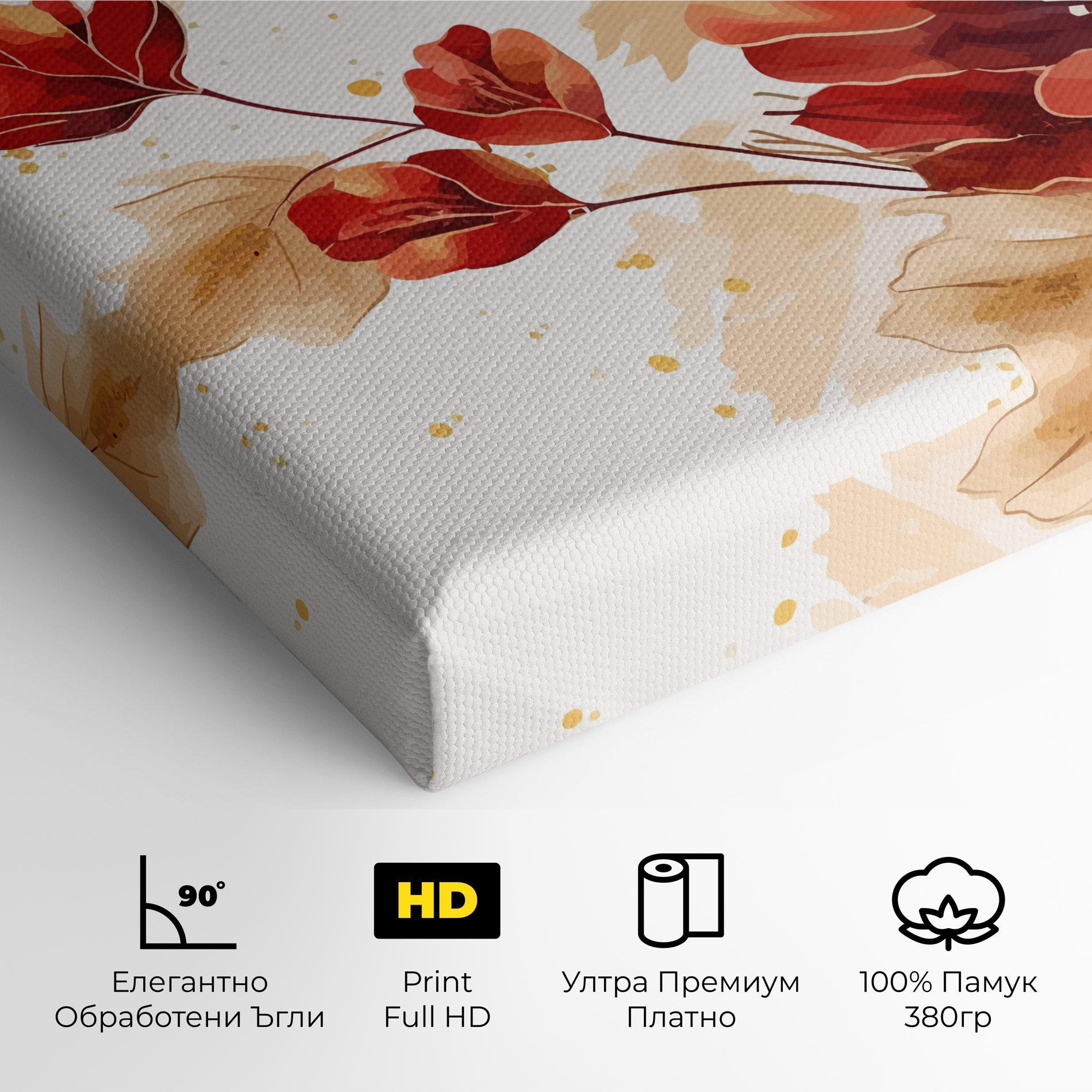 Картина на платно Red Wild Gold mockup 4