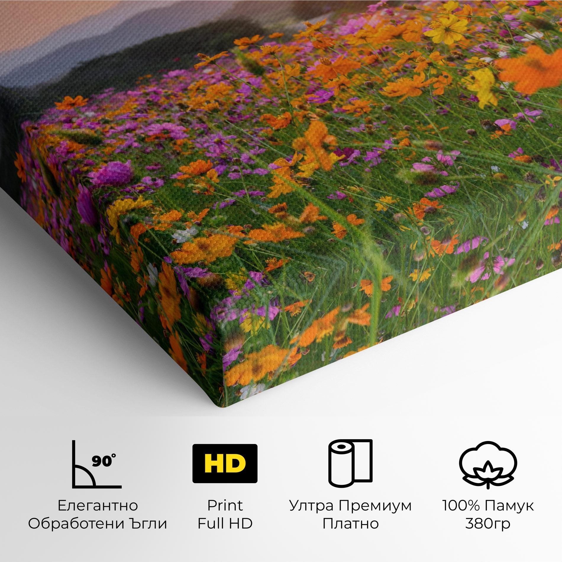 Картина на платно Sunset Mountain Flowerf mockup 4